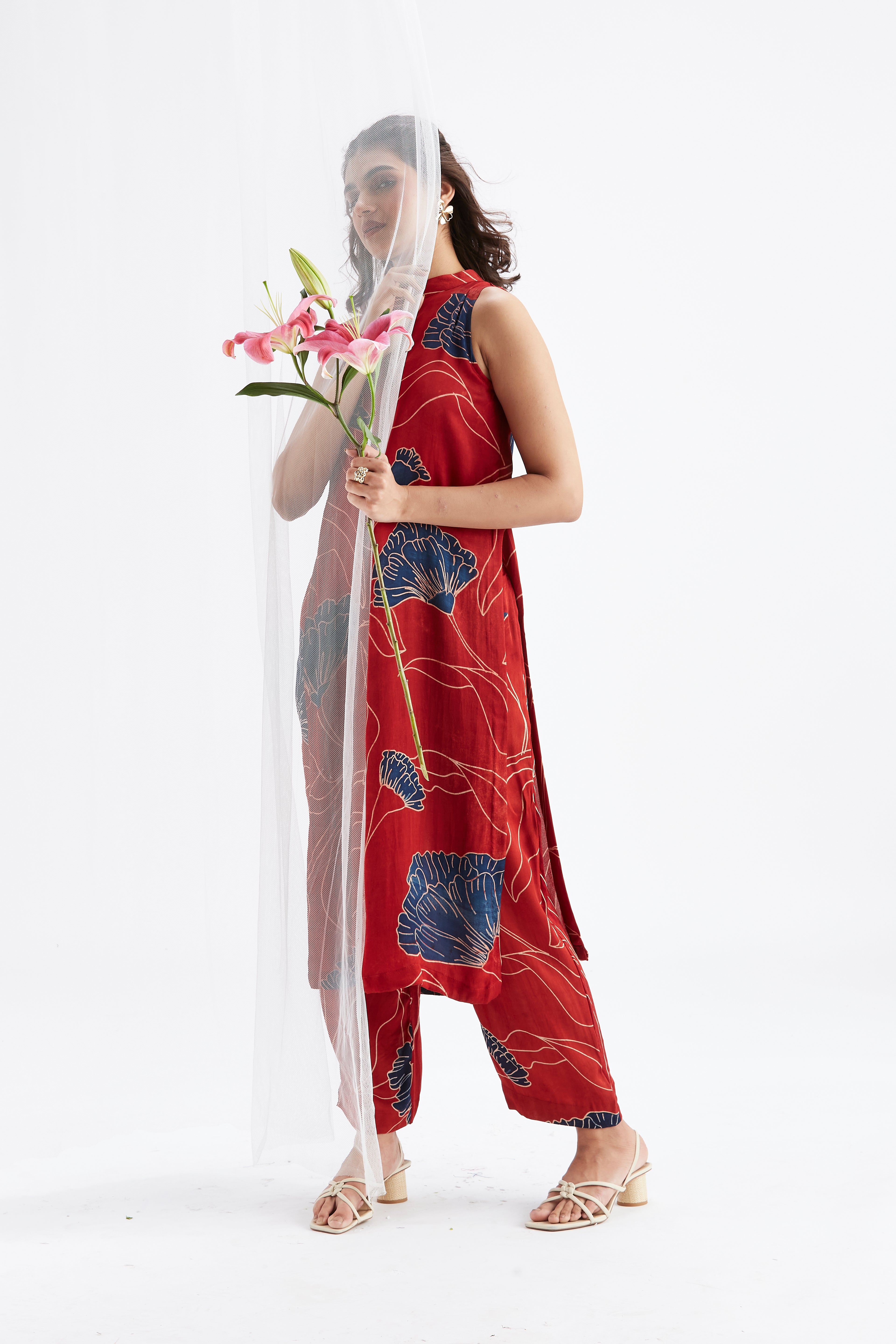 Nava Red kurta set by Hasttvam with Ete by Hasttvam at Kamakhyaa for sustainable fashion