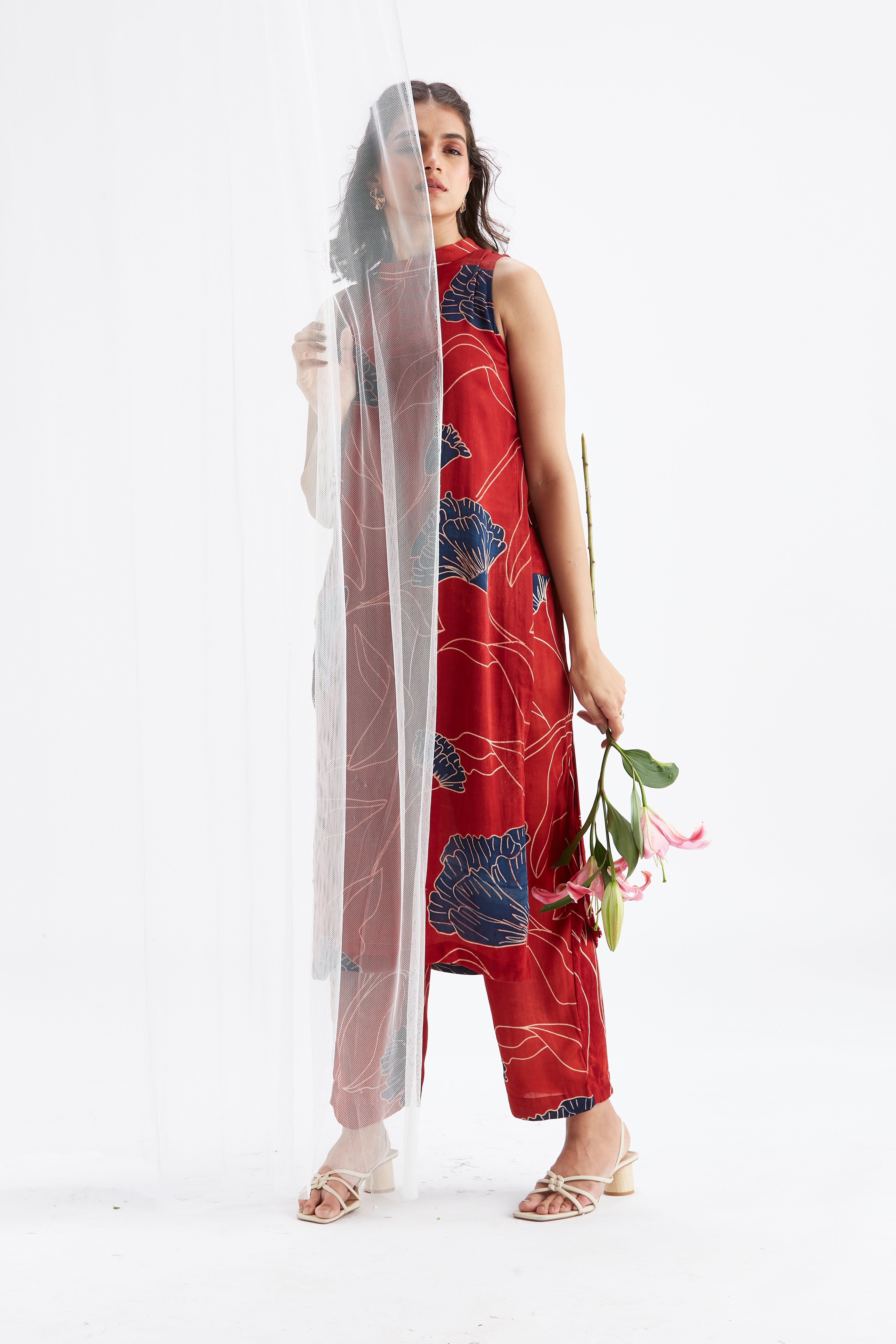 Nava Red kurta set by Hasttvam with Ete by Hasttvam at Kamakhyaa for sustainable fashion