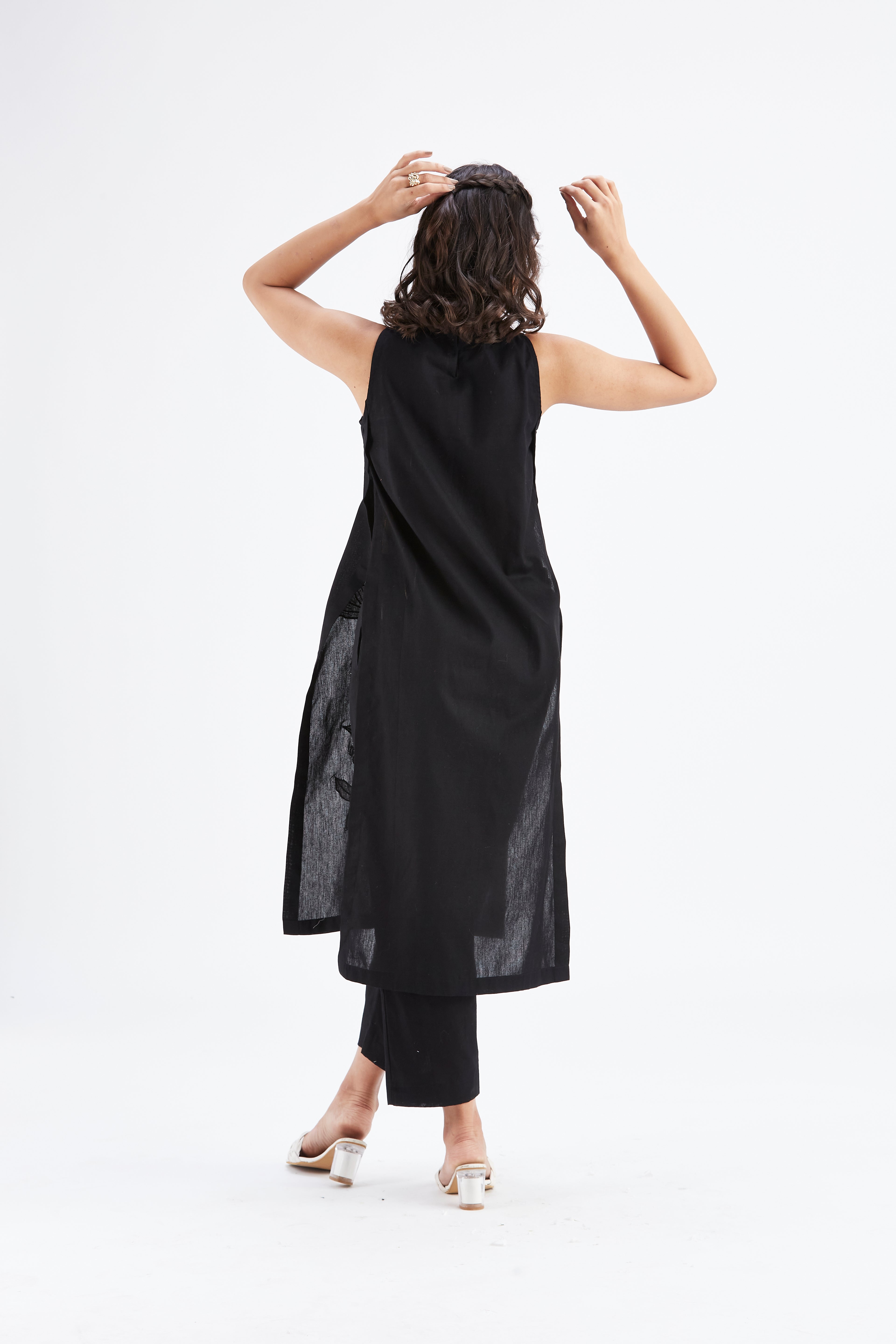 Nava Black kurta set by Hasttvam with Ete by Hasttvam at Kamakhyaa for sustainable fashion