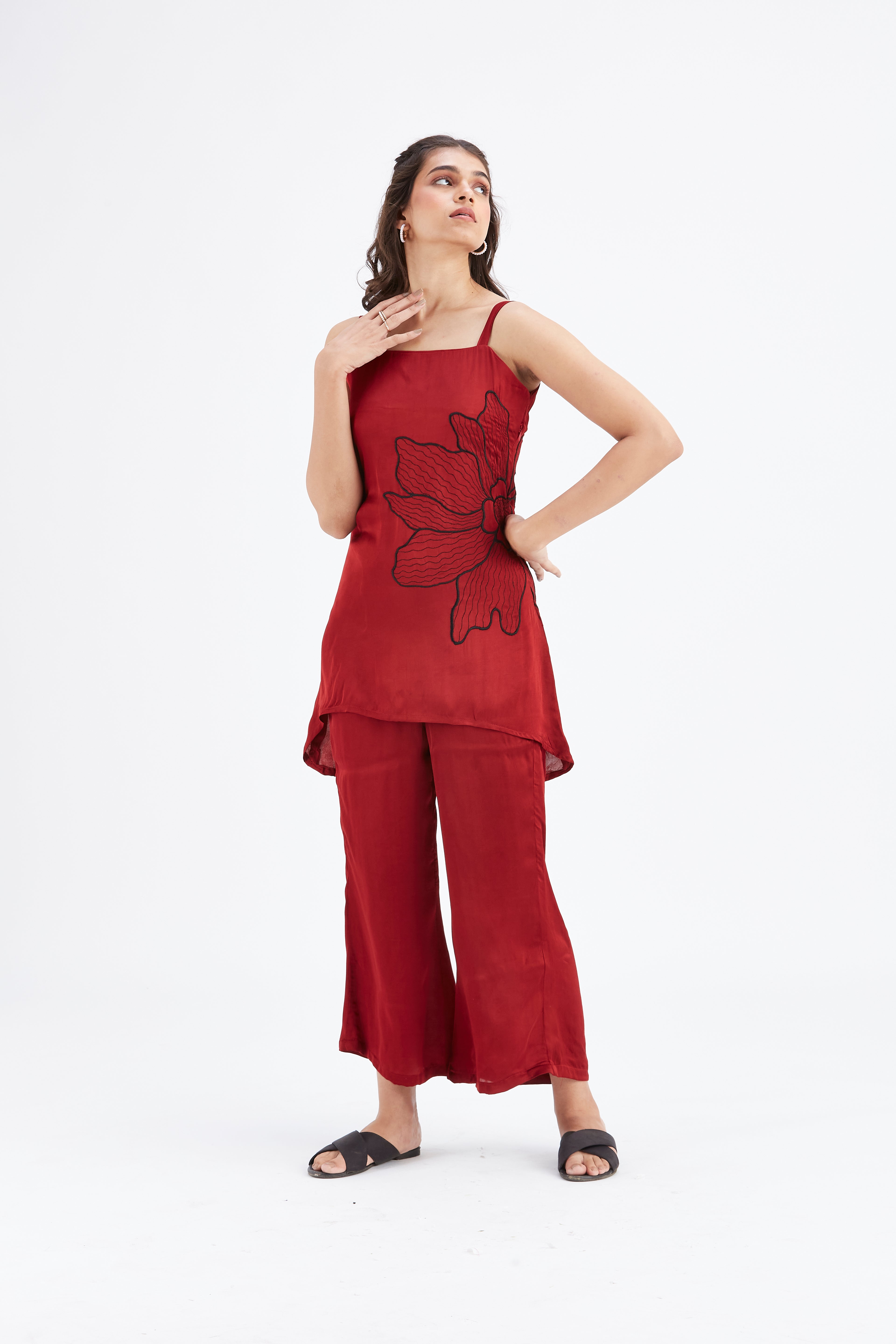 Alina Red Co-ord set by Hasttvam with Ete by Hasttvam at Kamakhyaa for sustainable fashion