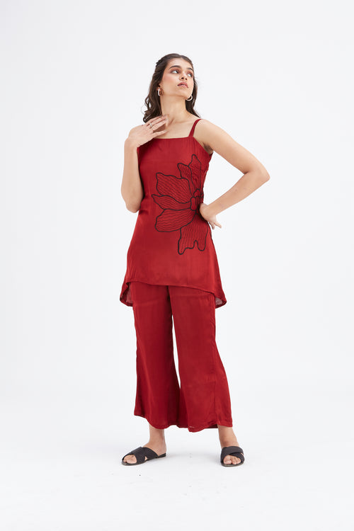 Alina Red Co-ord set by Hasttvam with Ete by Hasttvam at Kamakhyaa for sustainable fashion