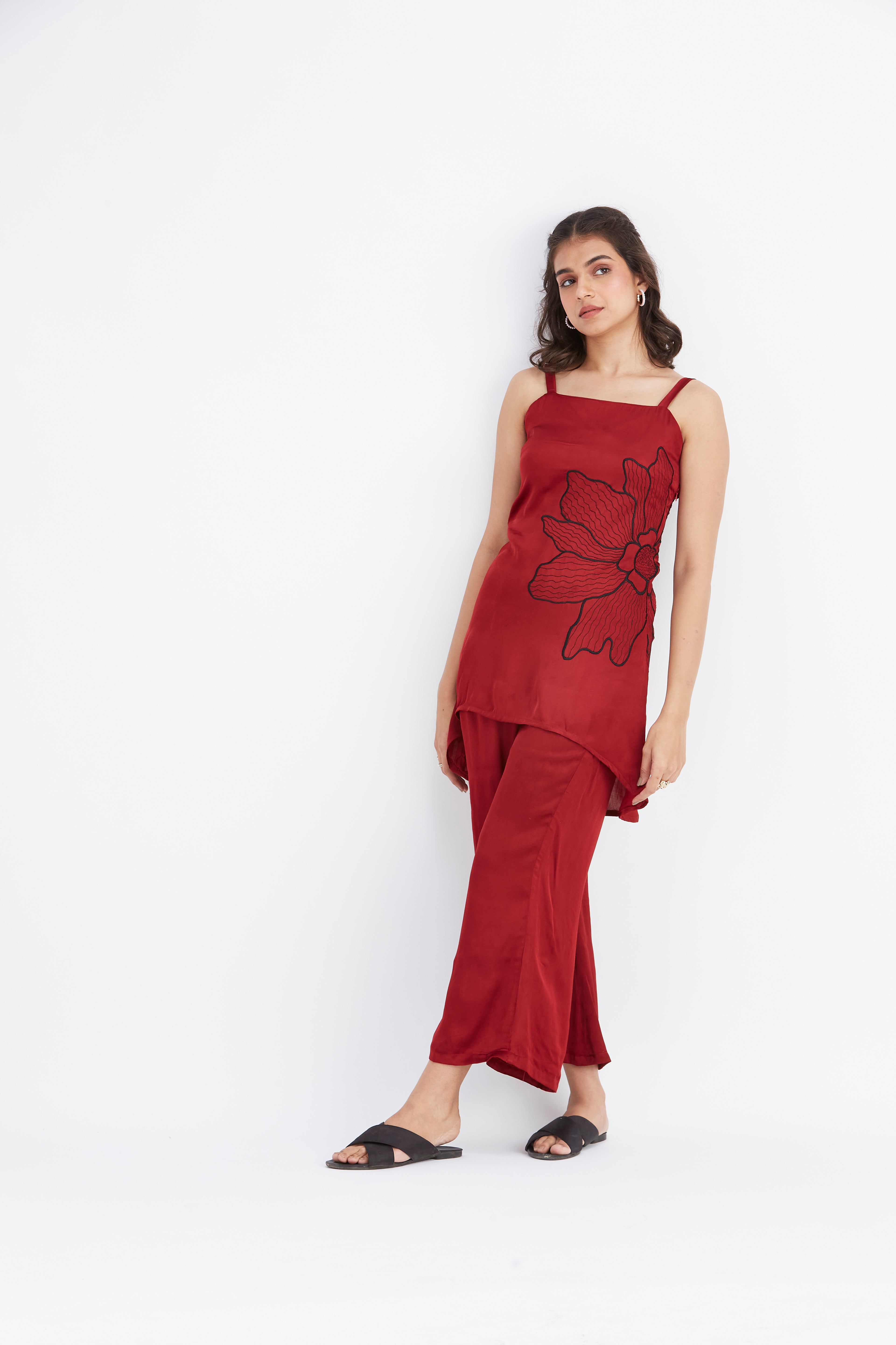 Alina Red Co-ord set by Hasttvam with Ete by Hasttvam at Kamakhyaa for sustainable fashion