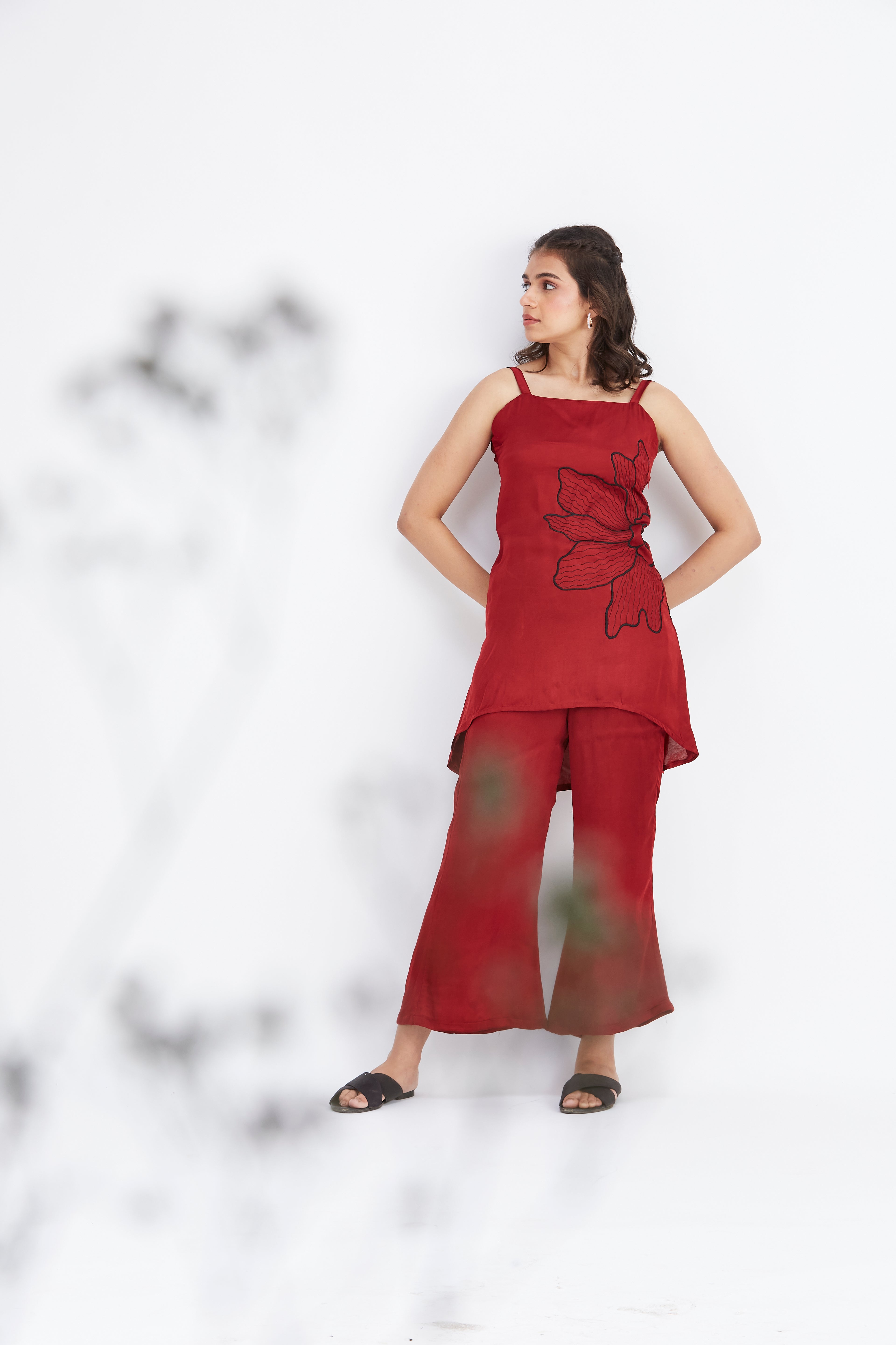 Alina Red Co-ord set by Hasttvam with Ete by Hasttvam at Kamakhyaa for sustainable fashion