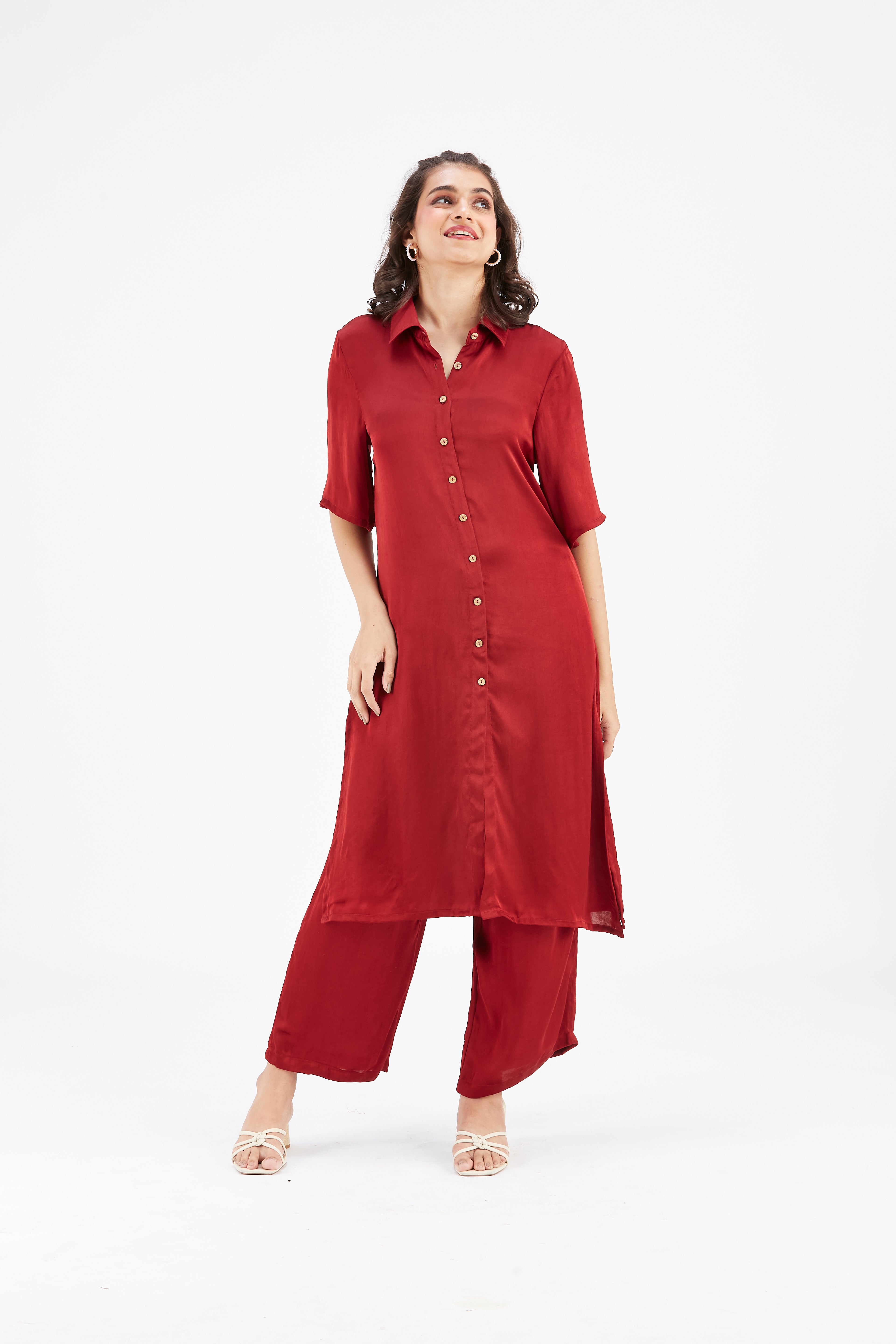 Easha Red kurta set by Hasttvam with Ete by Hasttvam at Kamakhyaa for sustainable fashion