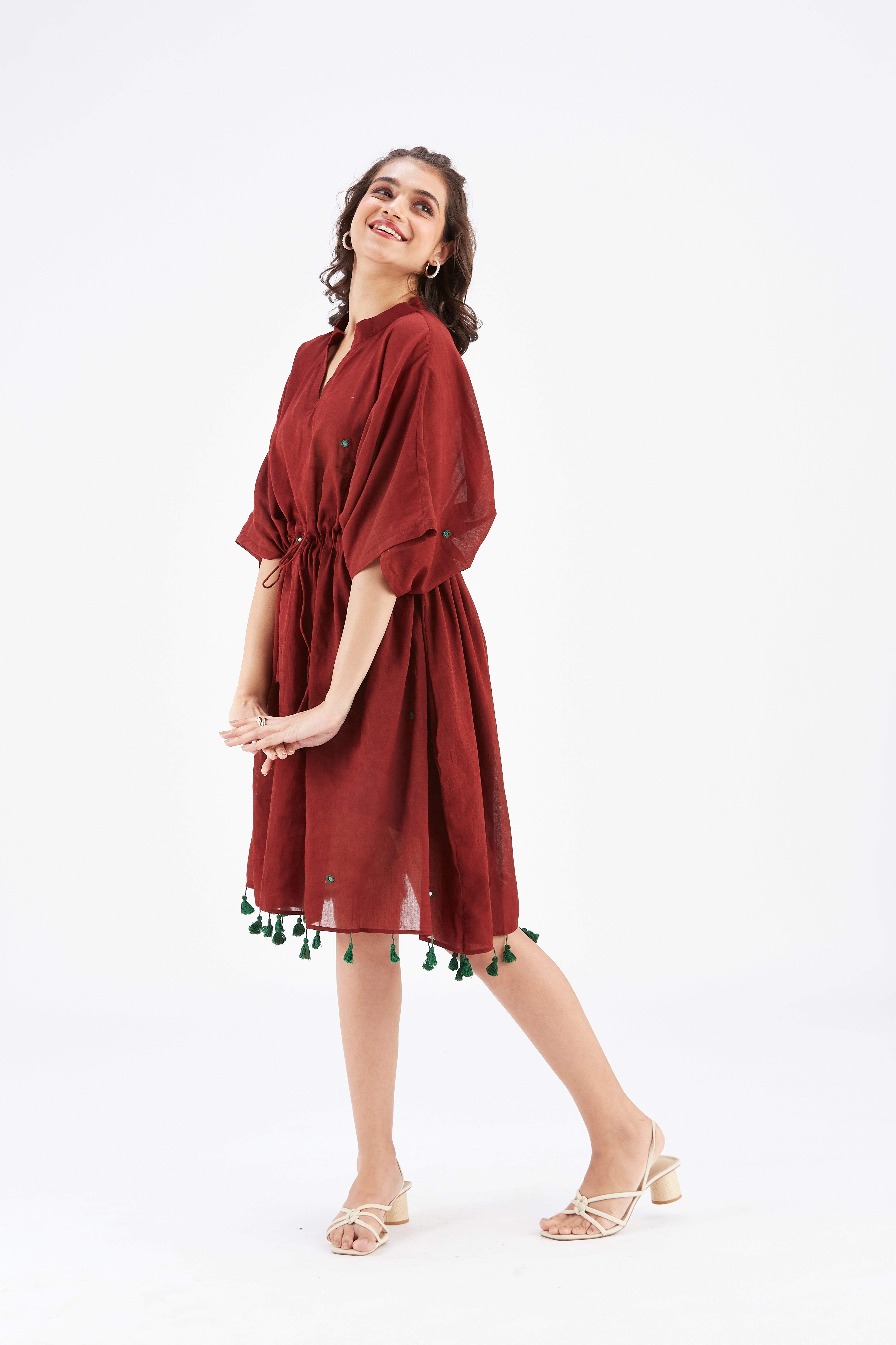Meira Maroon Kaftan by Hasttvam with Ete by Hasttvam at Kamakhyaa for sustainable fashion
