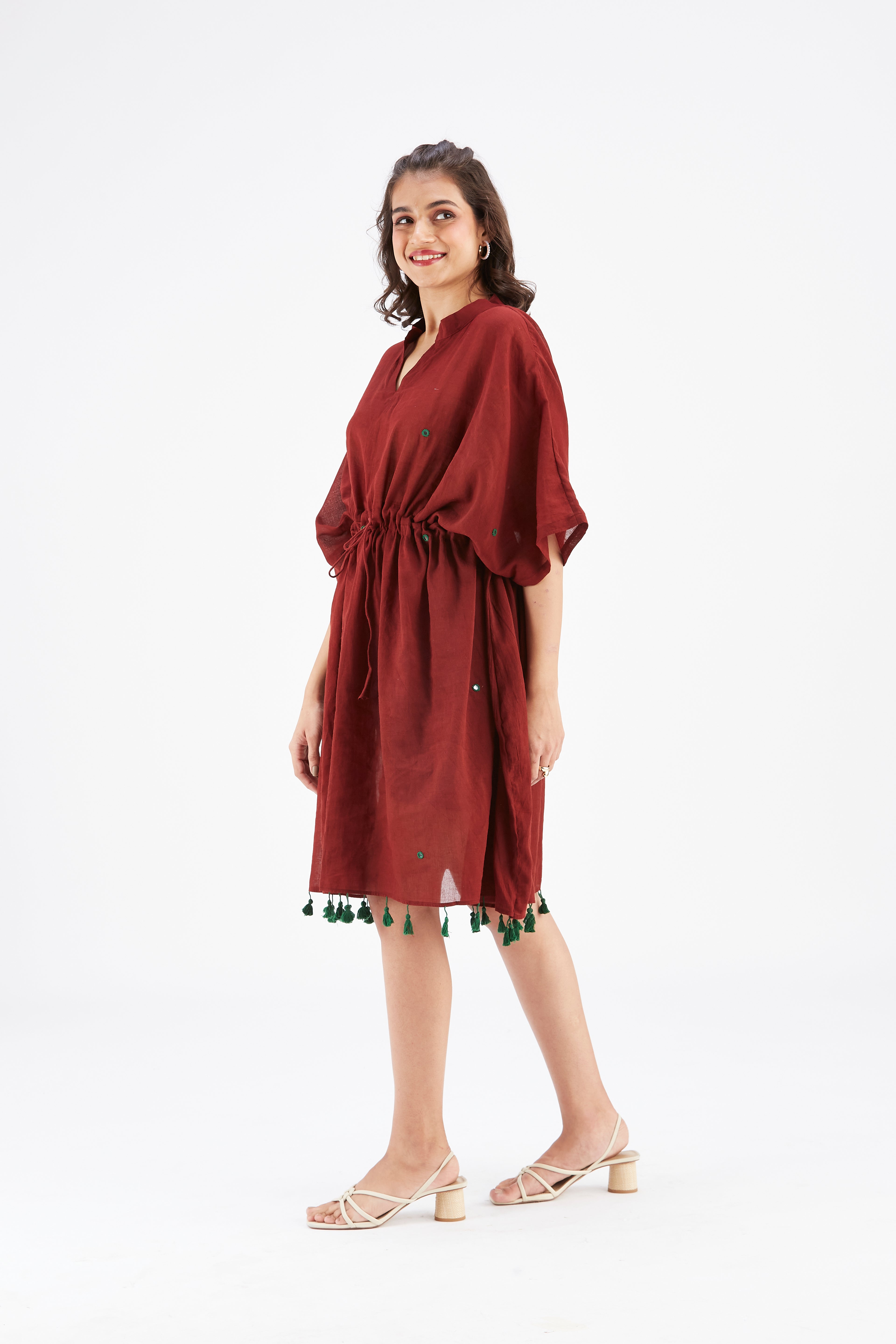 Meira Maroon Kaftan by Hasttvam with Ete by Hasttvam at Kamakhyaa for sustainable fashion