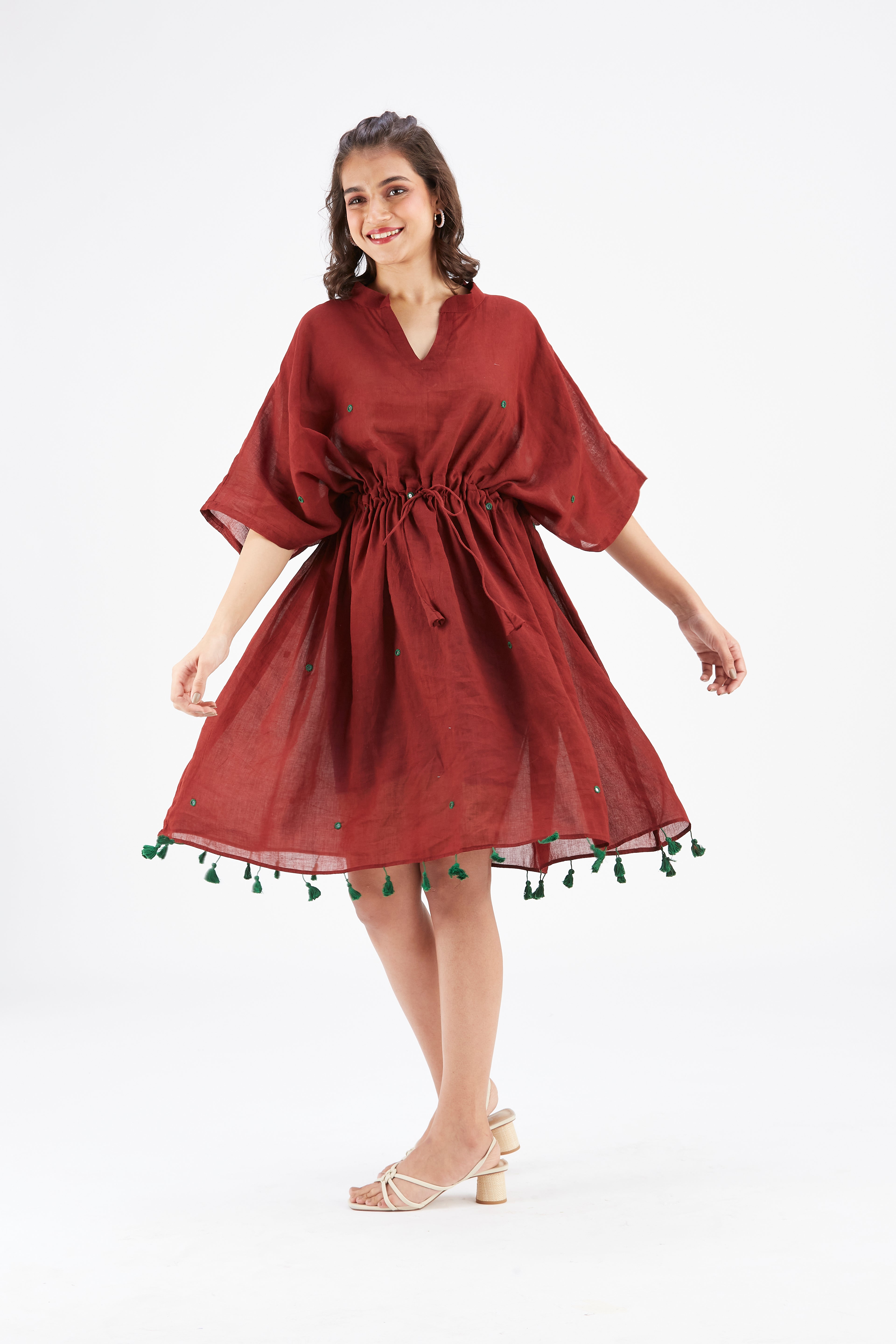 Meira Maroon Kaftan by Hasttvam with Ete by Hasttvam at Kamakhyaa for sustainable fashion