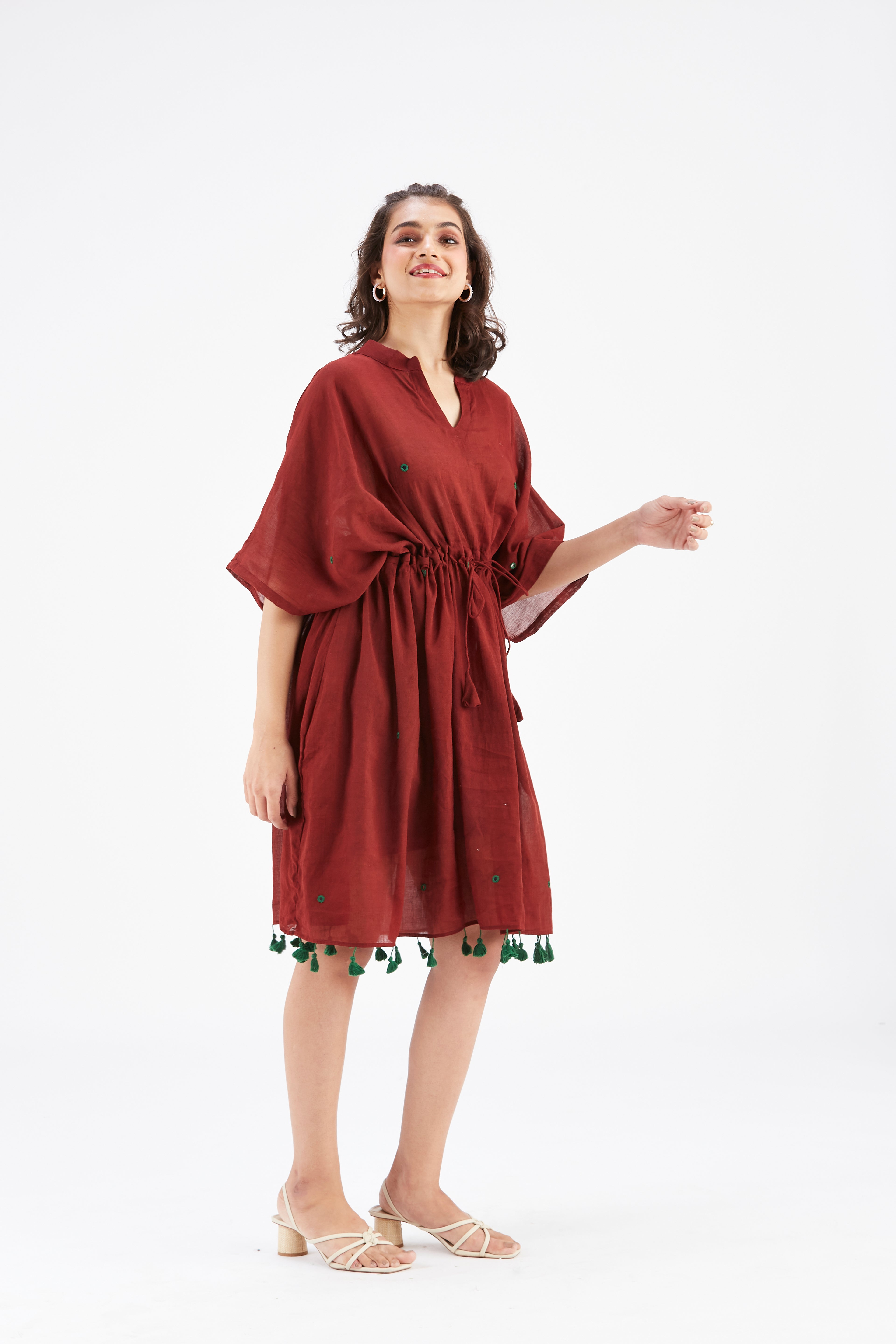 Meira Maroon Kaftan by Hasttvam with Ete by Hasttvam at Kamakhyaa for sustainable fashion