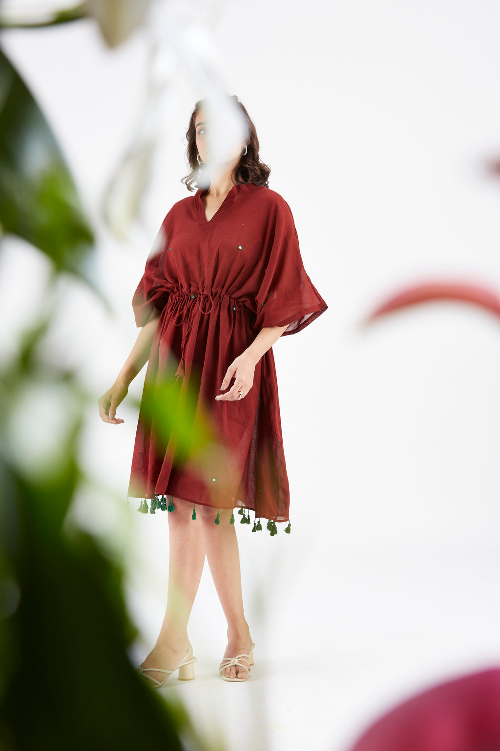 Meira Maroon Kaftan by Hasttvam with Ete by Hasttvam at Kamakhyaa for sustainable fashion