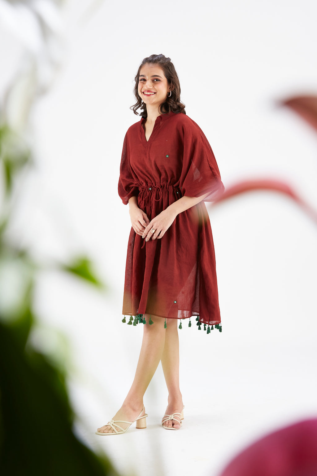 Meira Maroon Kaftan by Hasttvam with Ete by Hasttvam at Kamakhyaa for sustainable fashion