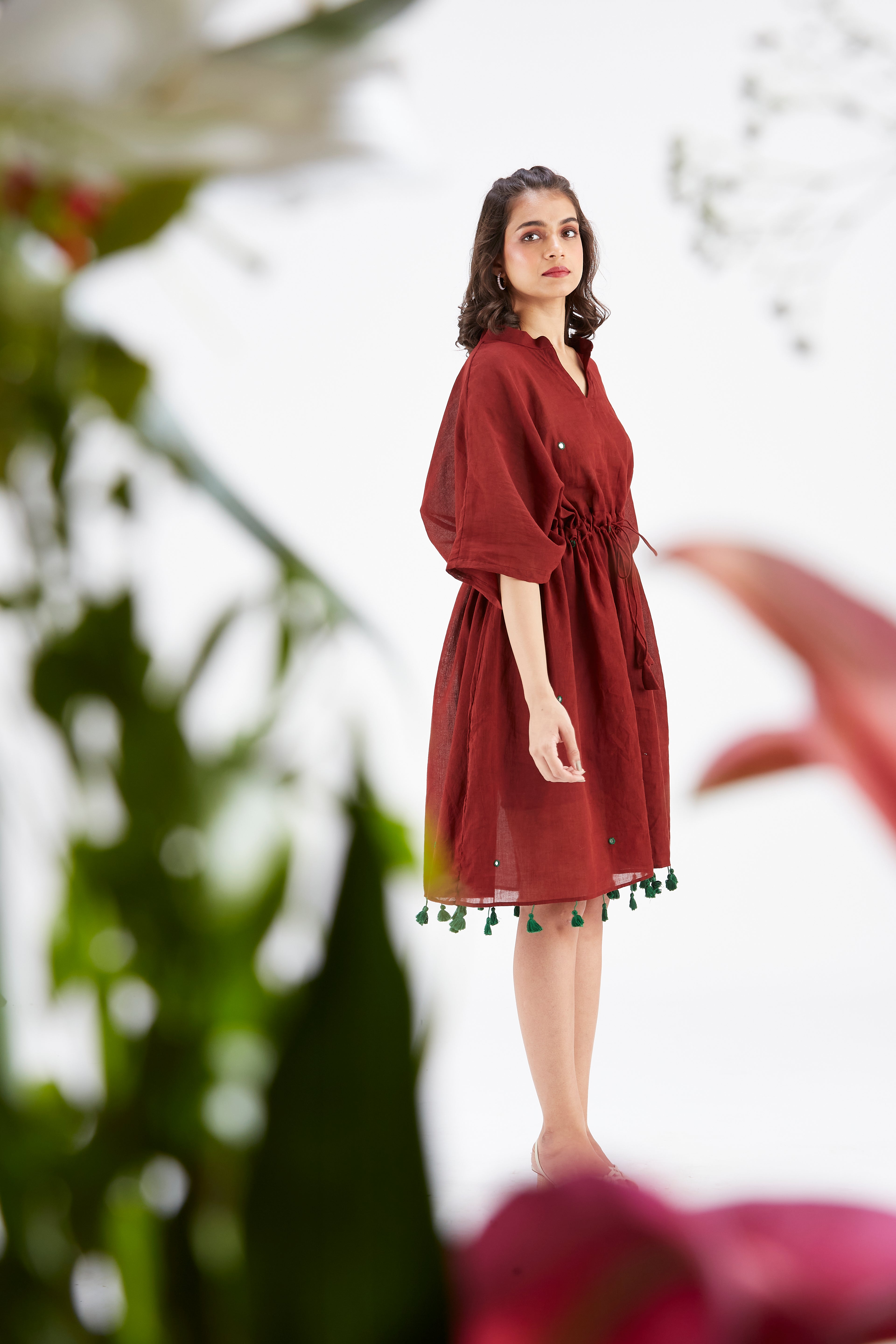 Meira Maroon Kaftan by Hasttvam with Ete by Hasttvam at Kamakhyaa for sustainable fashion