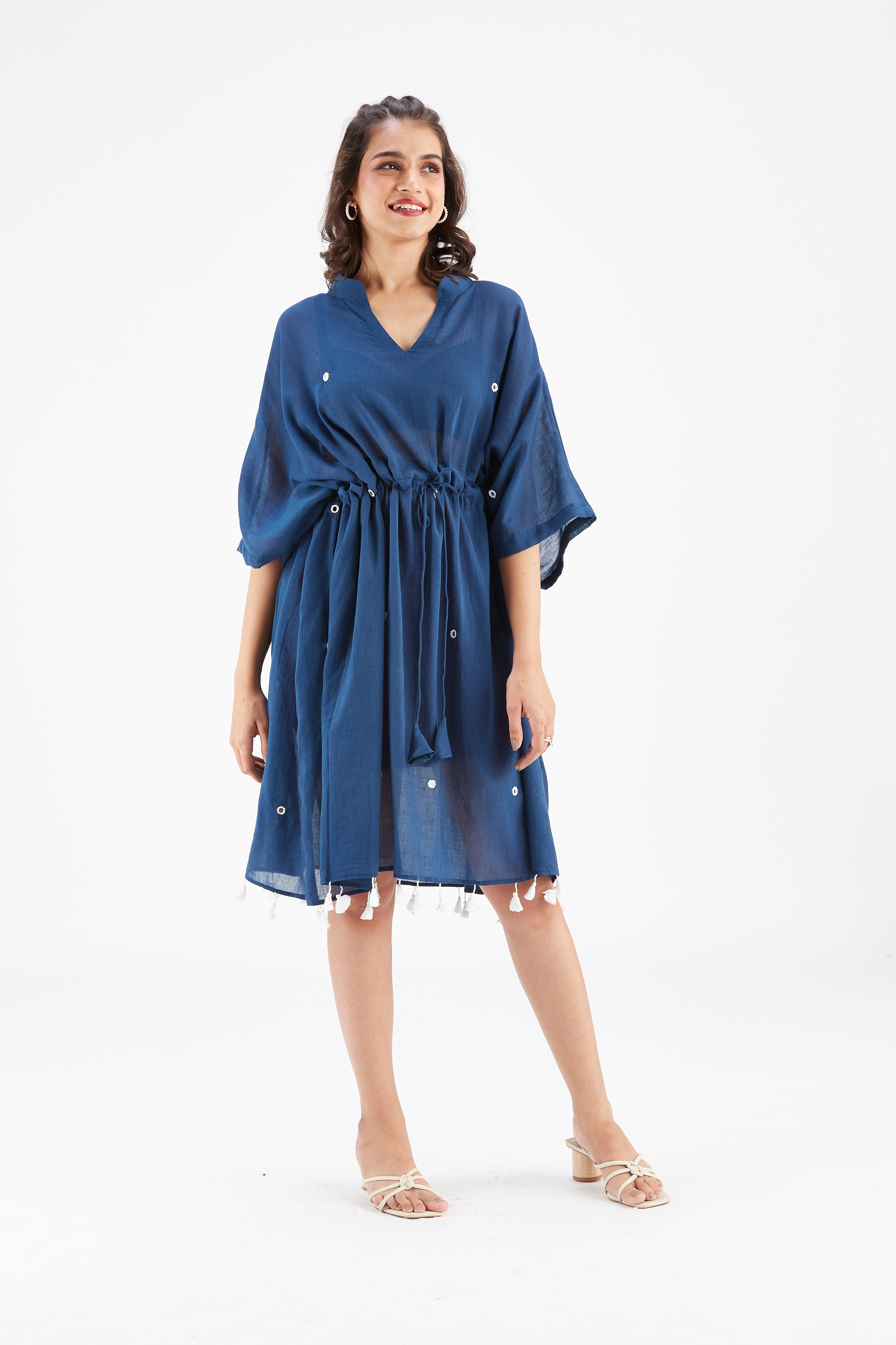Meira Indigo Kaftan by Hasttvam with Ete by Hasttvam at Kamakhyaa for sustainable fashion