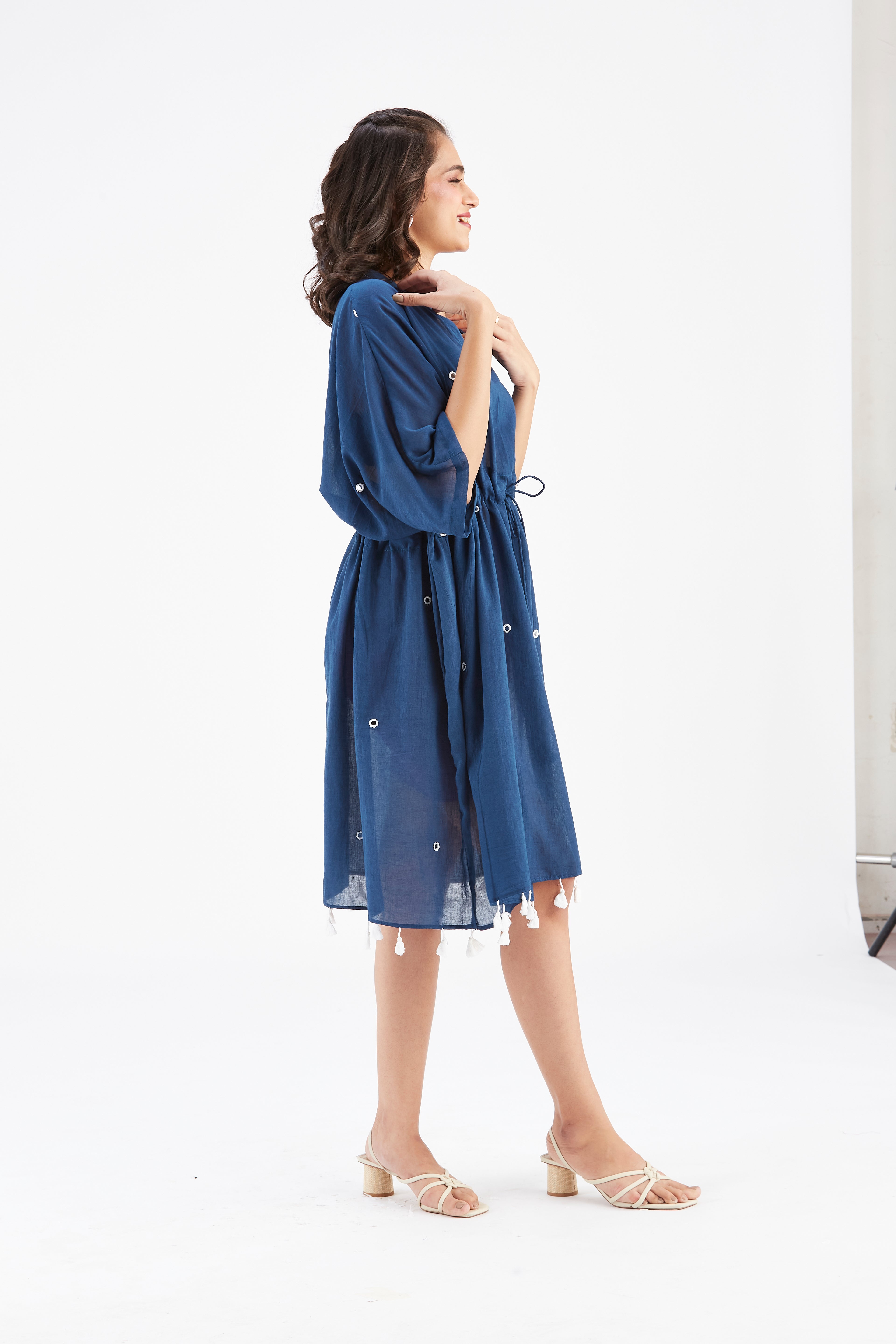 Meira Indigo Kaftan by Hasttvam with Ete by Hasttvam at Kamakhyaa for sustainable fashion