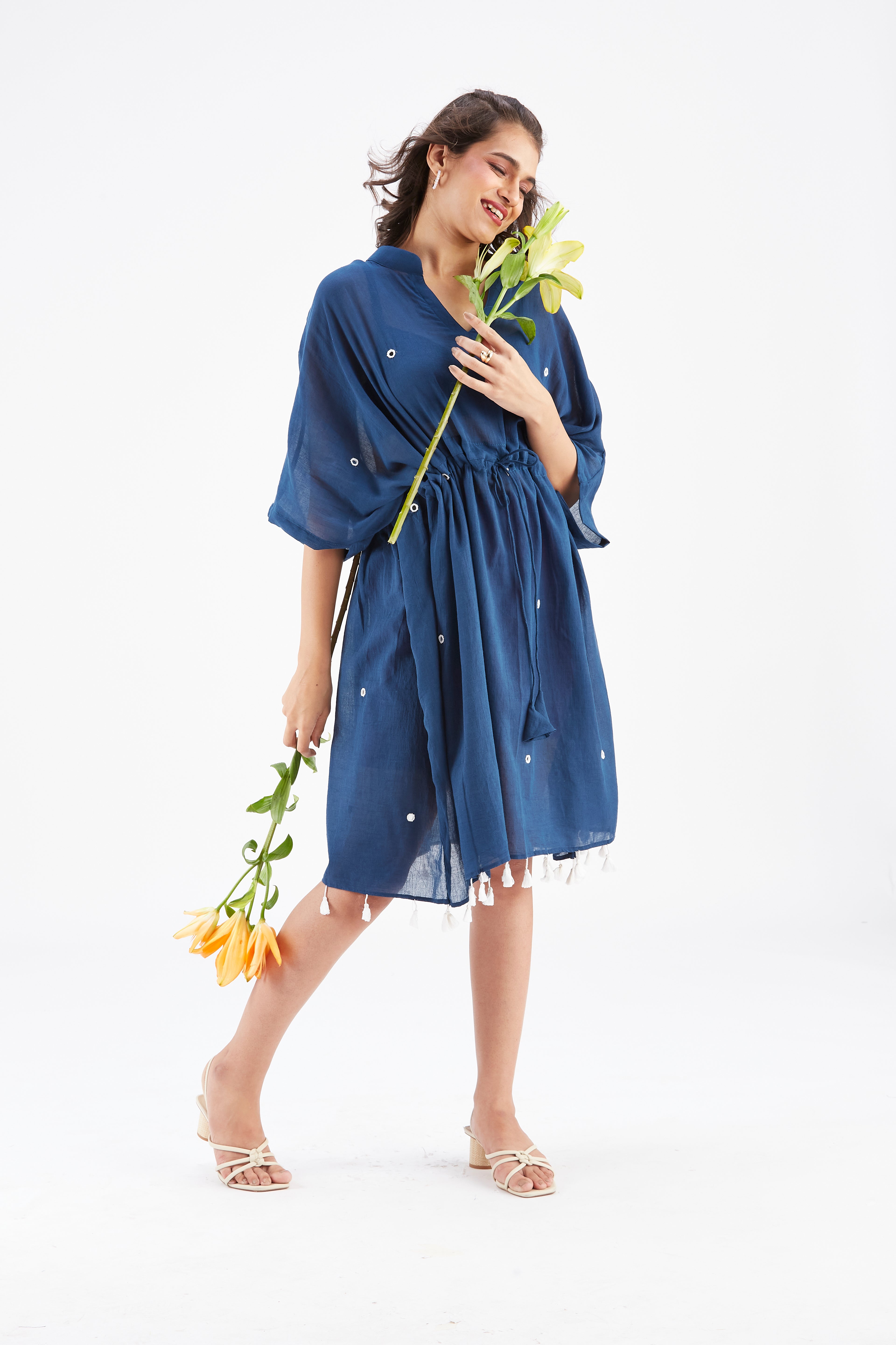 Meira Indigo Kaftan by Hasttvam with Ete by Hasttvam at Kamakhyaa for sustainable fashion