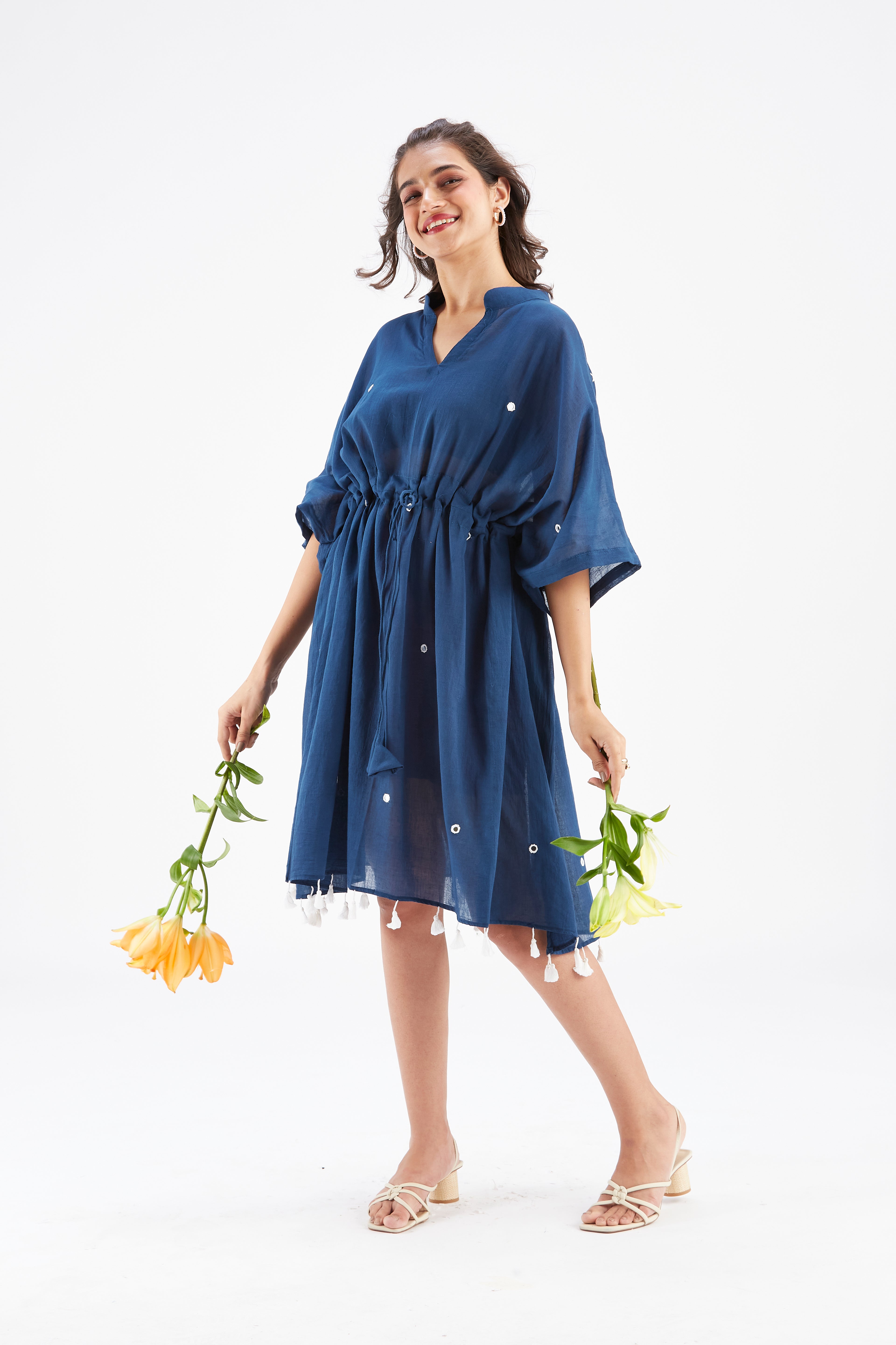 Meira Indigo Kaftan by Hasttvam with Ete by Hasttvam at Kamakhyaa for sustainable fashion