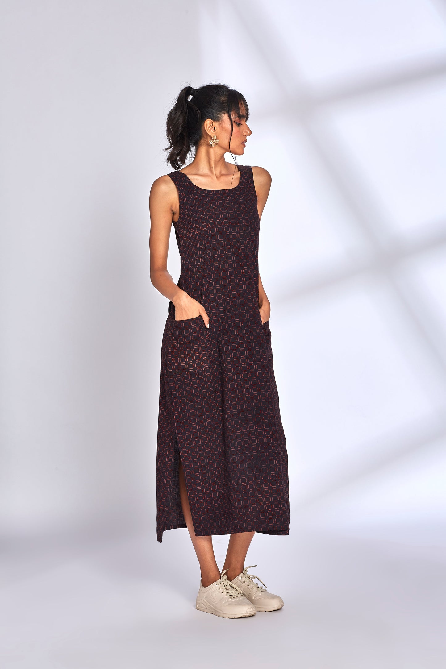 Aura Black Dress by Hasttvam with ajrakh, ajrakh dress, dress at Kamakhyaa for sustainable fashion