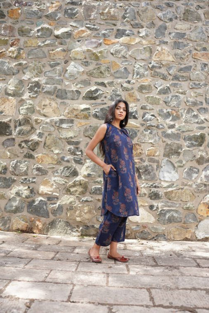 Ria Kurta Set by My Store with ajrakh kurta set, Indigo kurta, Kurta set at Kamakhyaa for sustainable fashion