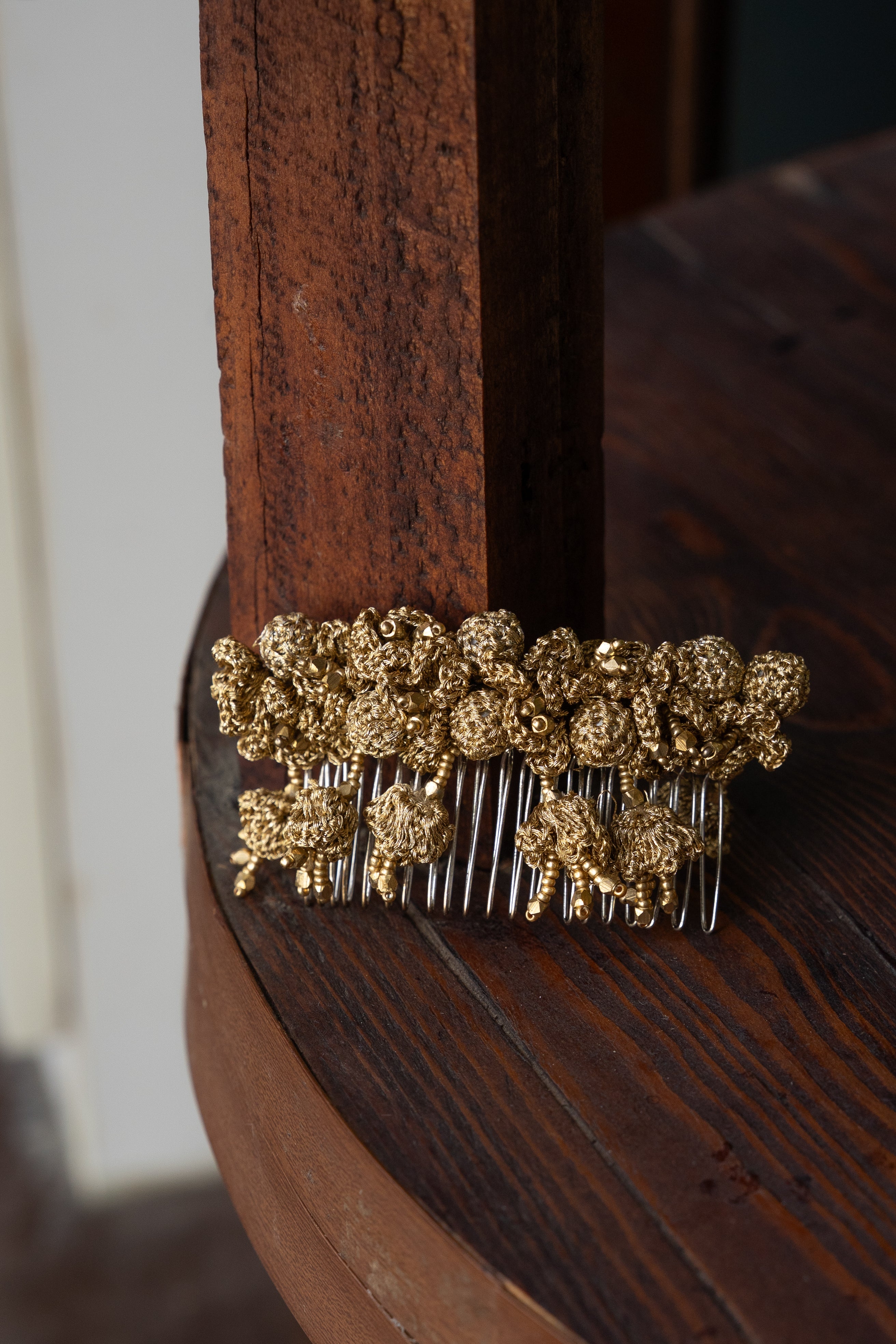 Golden Roses Hair Comb by Ikriit'm with Comb at Kamakhyaa for sustainable fashion