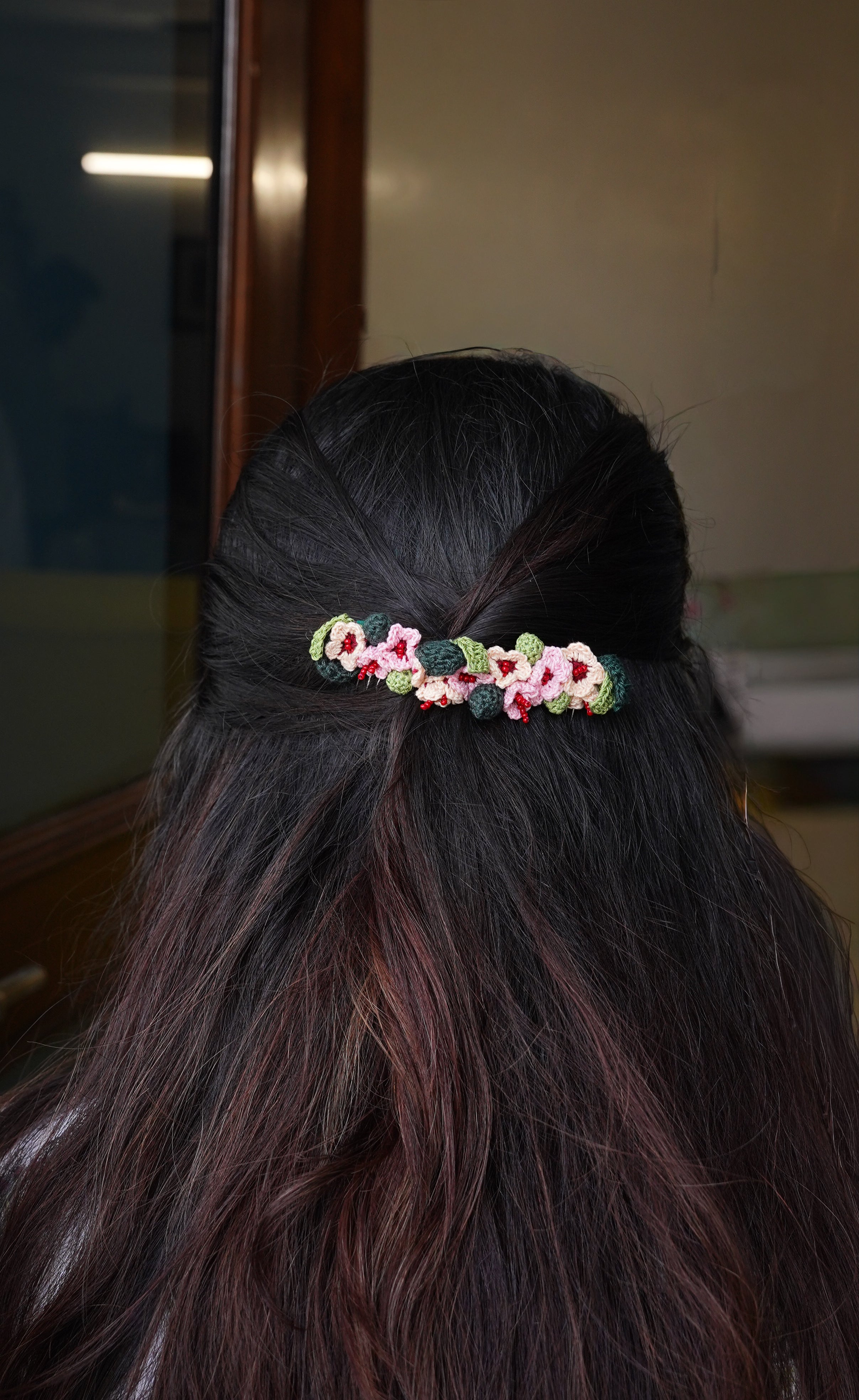 Pink & Peach Daisies Hair Comb by Ikriit'm with Comb at Kamakhyaa for sustainable fashion