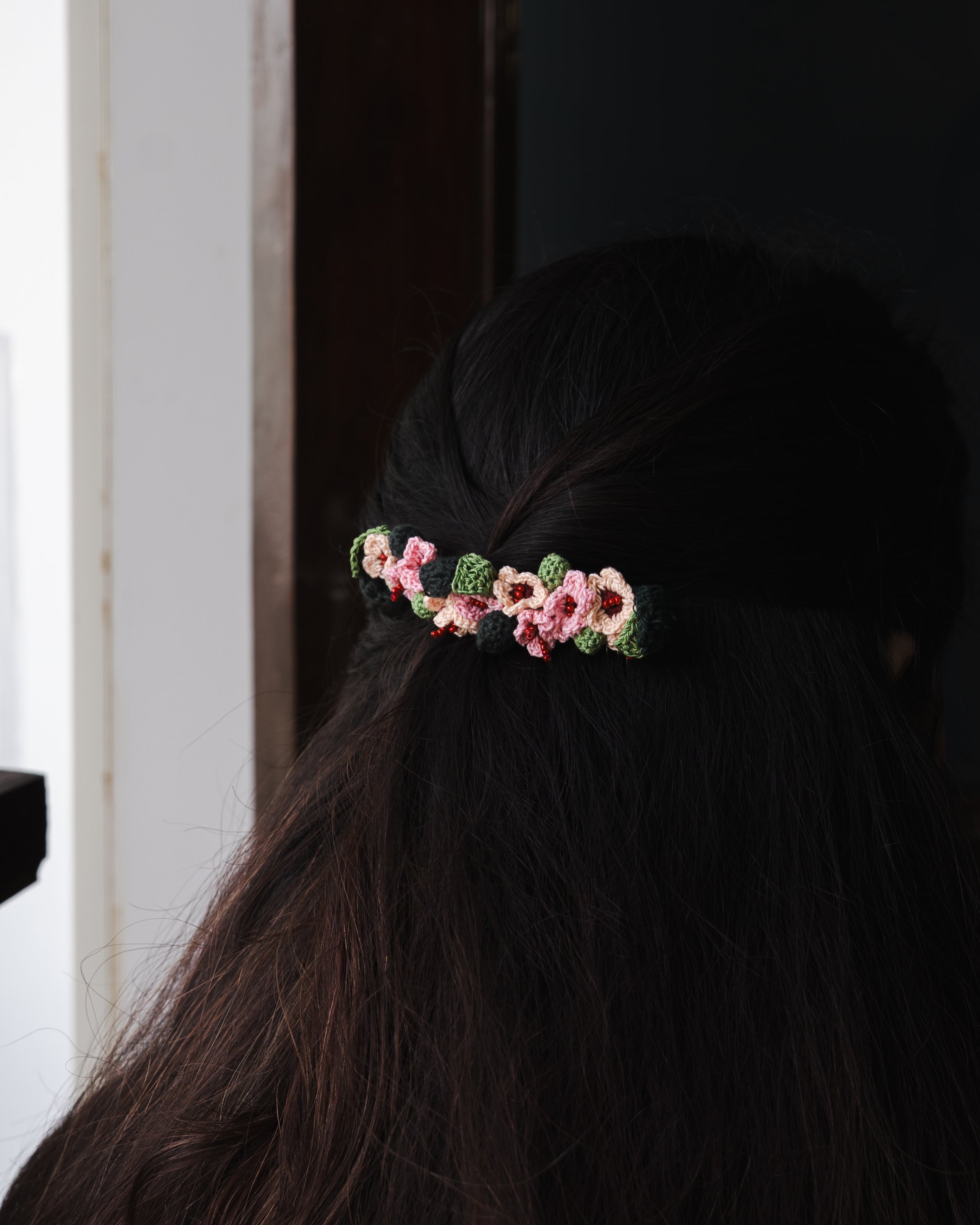 Pink & Peach Daisies Hair Comb by Ikriit'm with Comb at Kamakhyaa for sustainable fashion