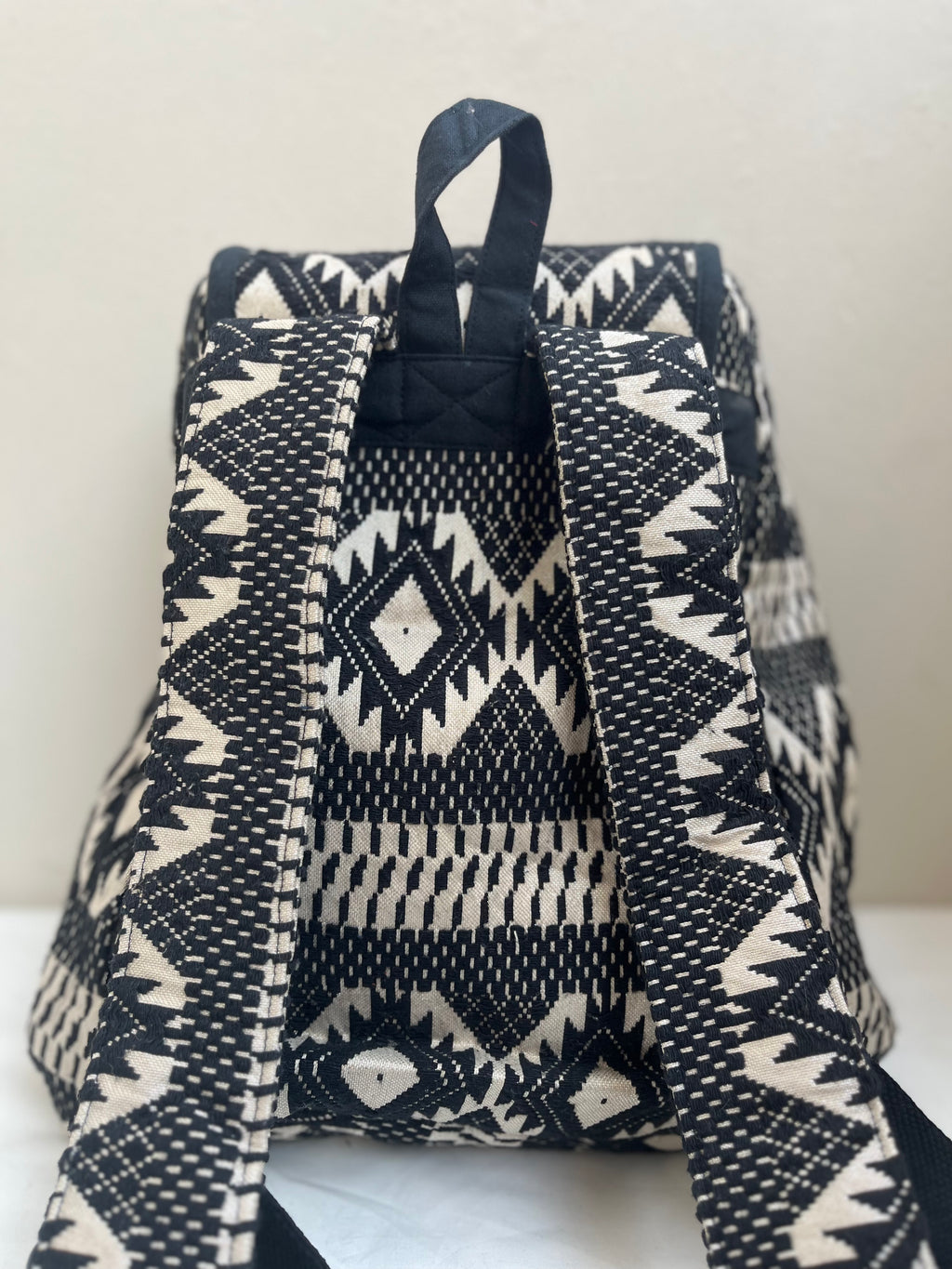 Black and White Drawstring Bag by Discarded Fresh Bags with at Kamakhyaa for sustainable fashion