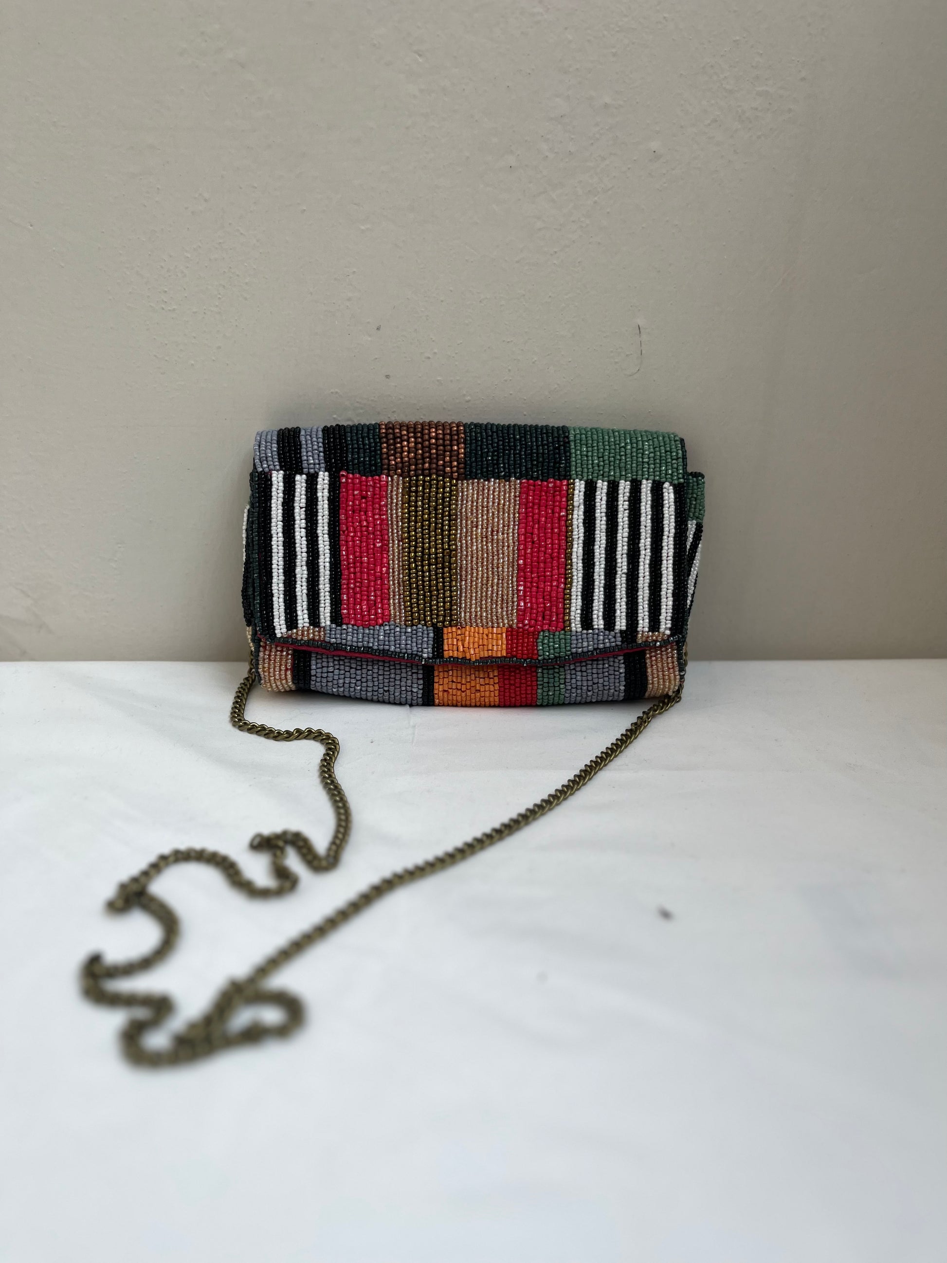 Multicolor Beaded Detachable Sling Bag by Discarded Fresh Bags with at Kamakhyaa for sustainable fashion