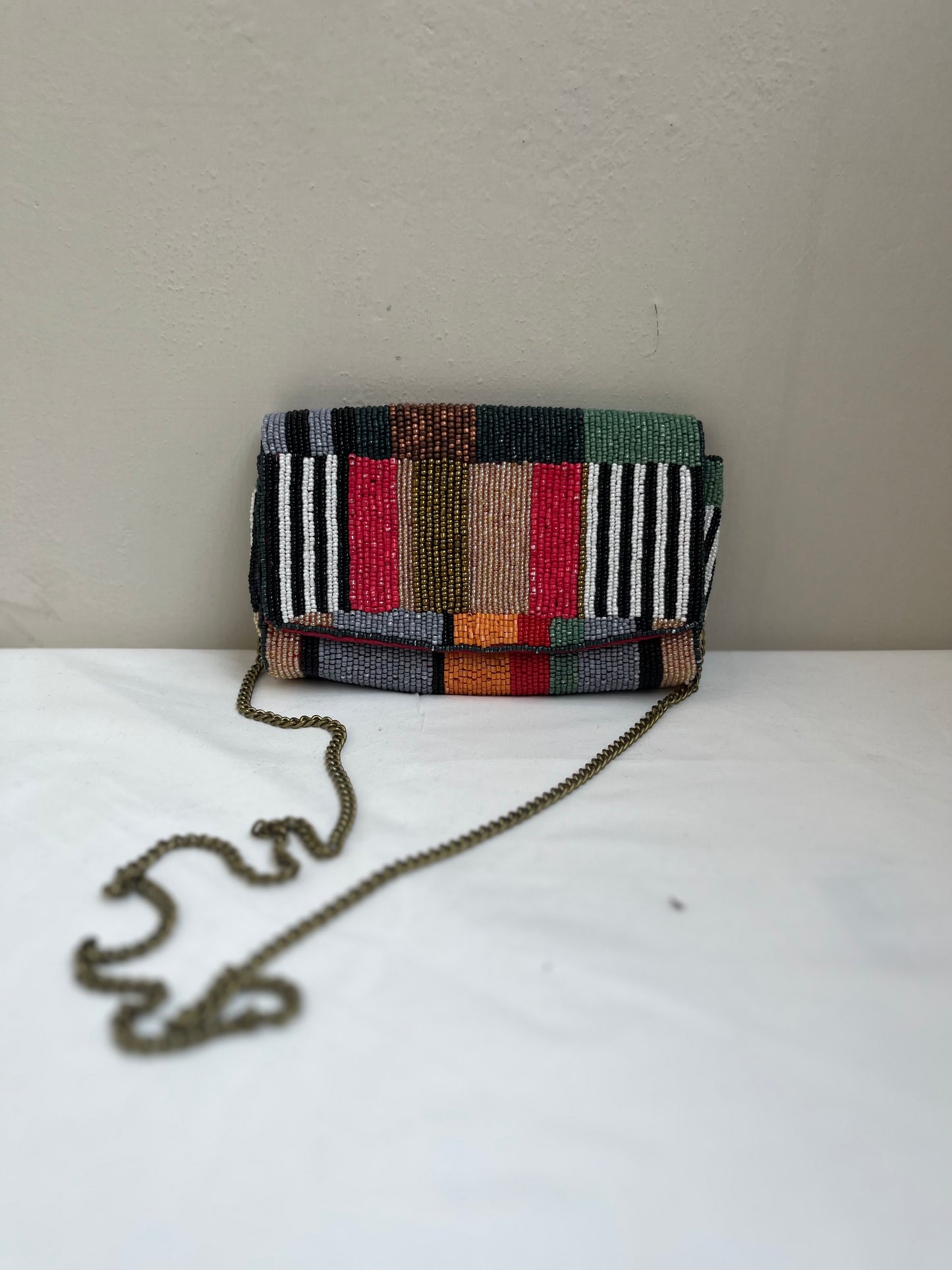 Multicolor Beaded Detachable Sling Bag by Discarded Fresh Bags with at Kamakhyaa for sustainable fashion