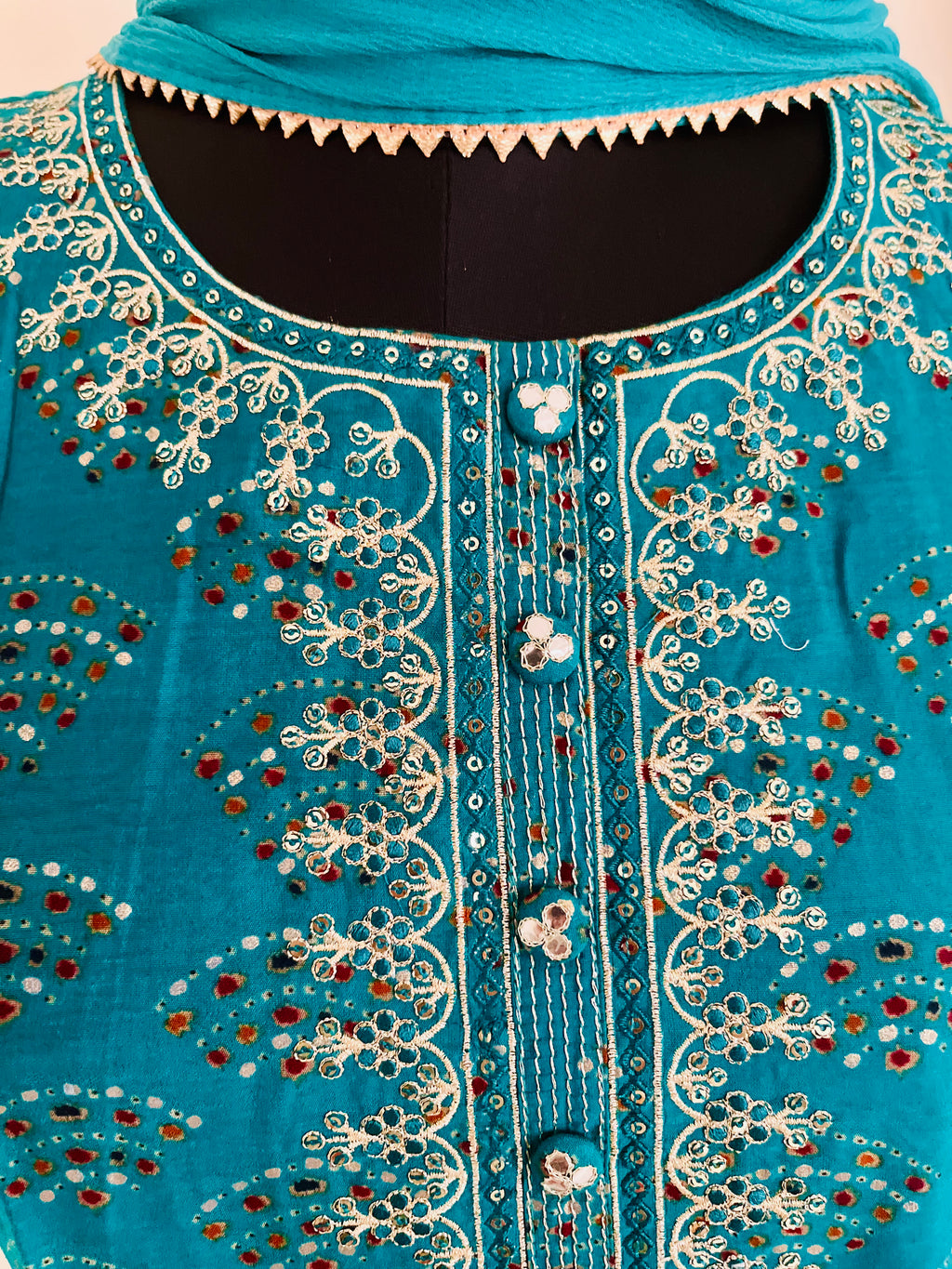 Turquoise Kurta Set With Dupatta by Indian Wear with Ethnic Wear, Indian Wear, Kurta Pant Sets, Kurta Set with Dupattas, Natural, Regular Fit, Turquoise, Womenswear at Kamakhyaa for sustainable fashion