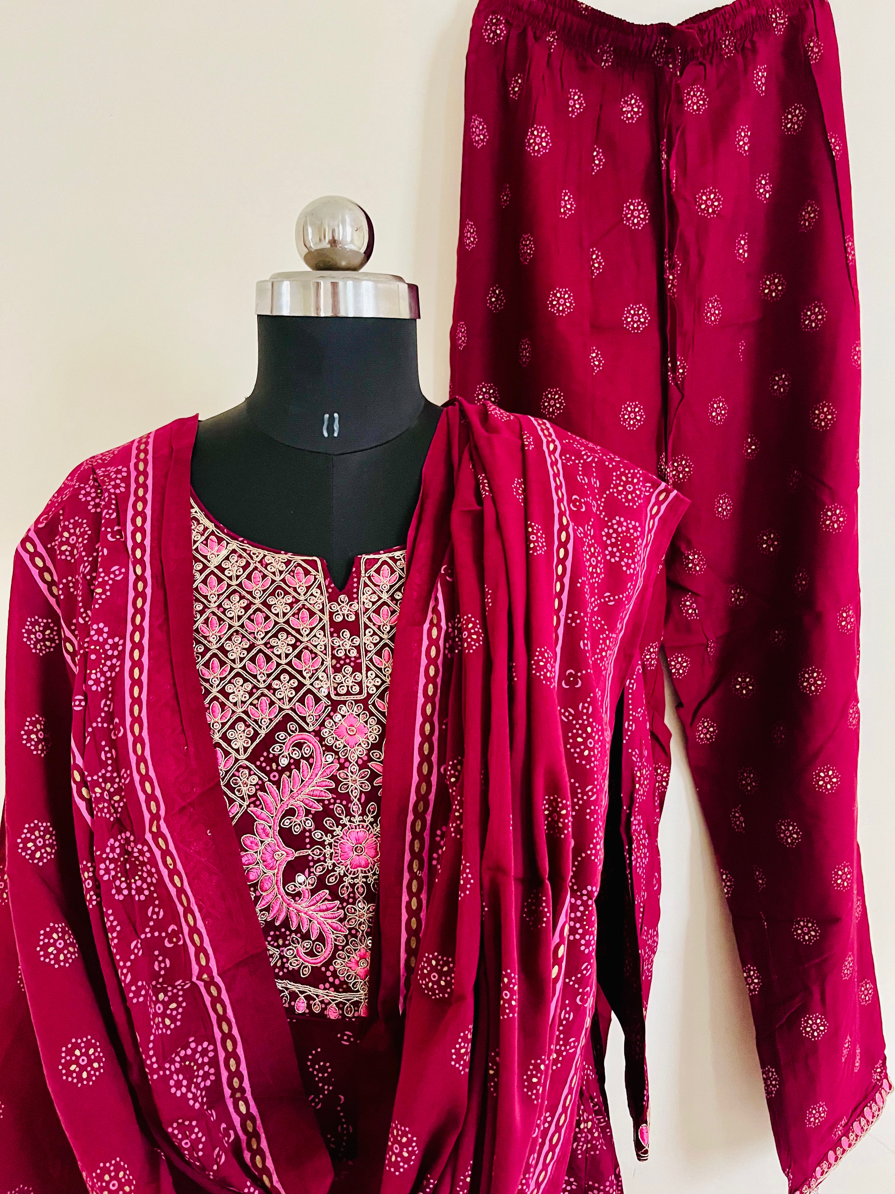 Red Cotton Printed Kurta Set With Dupatta by Indian Wear with Cotton, Ethnic Wear, Kurta Pant Sets, Kurta Set with Dupattas, Natural, Prints, Red, Regular Fit, Womenswear at Kamakhyaa for sustainable fashion