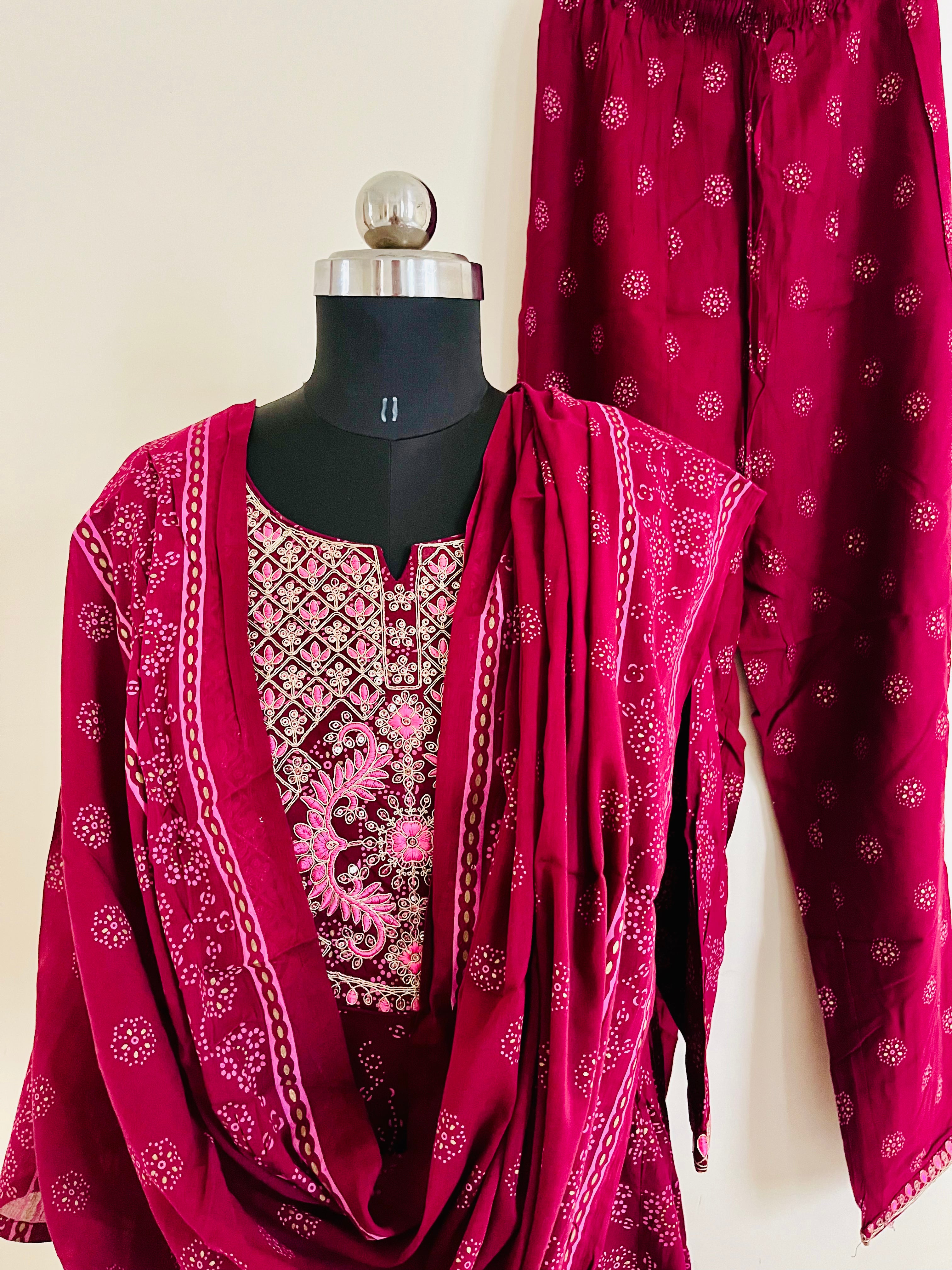 Red Cotton Printed Kurta Set With Dupatta by Indian Wear with Cotton, Ethnic Wear, Kurta Pant Sets, Kurta Set with Dupattas, Natural, Prints, Red, Regular Fit, Womenswear at Kamakhyaa for sustainable fashion