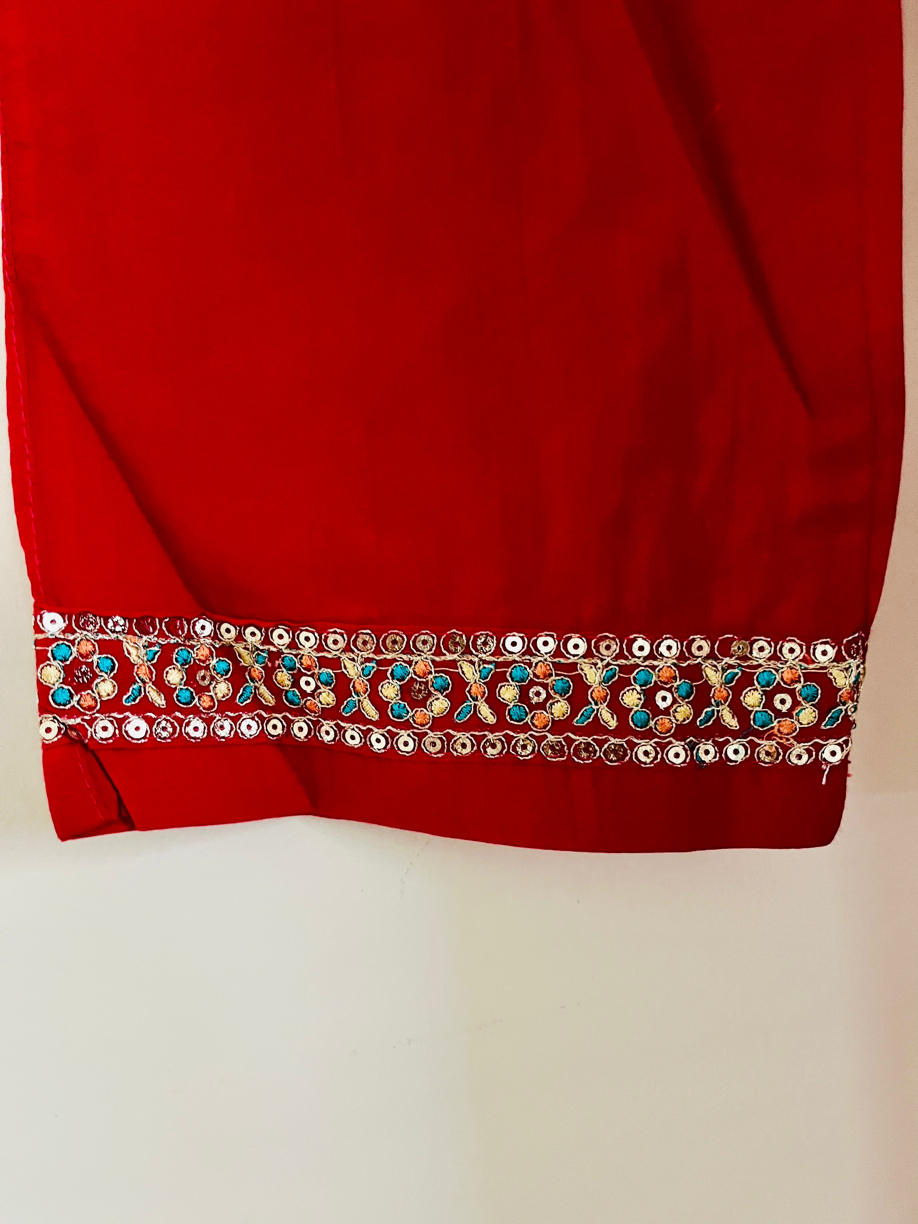 Red Cotton Cutwork Kurta Set With Dupatta by Indian Wear with Cotton, Cutwork, Ethnic Wear, Kurta Pant Sets, Kurta Set with Dupattas, Natural, Red, Regular Fit, Womenswear at Kamakhyaa for sustainable fashion