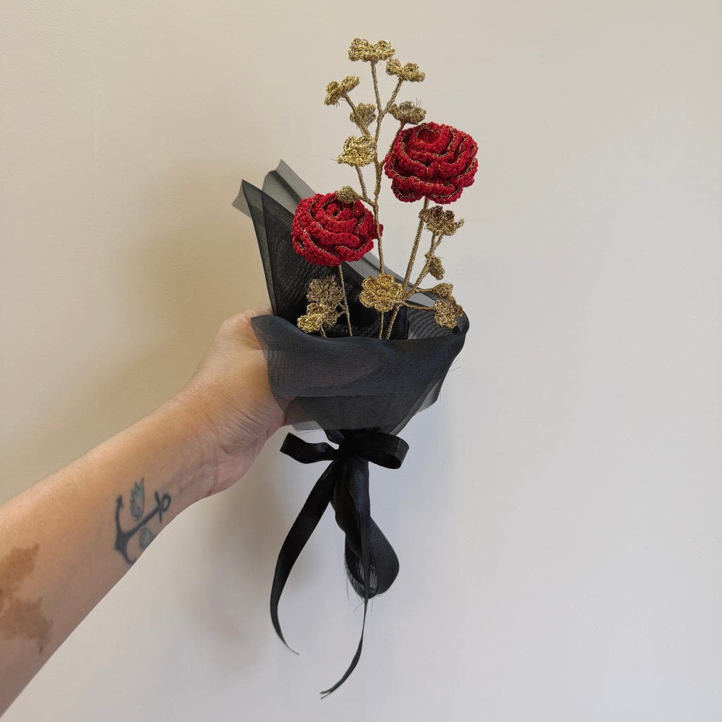 Set of Zari Ruhani and Gul Blooms Set of 2 Bouquet by Ikriit'm with bouquet, Decor at Kamakhyaa for sustainable fashion