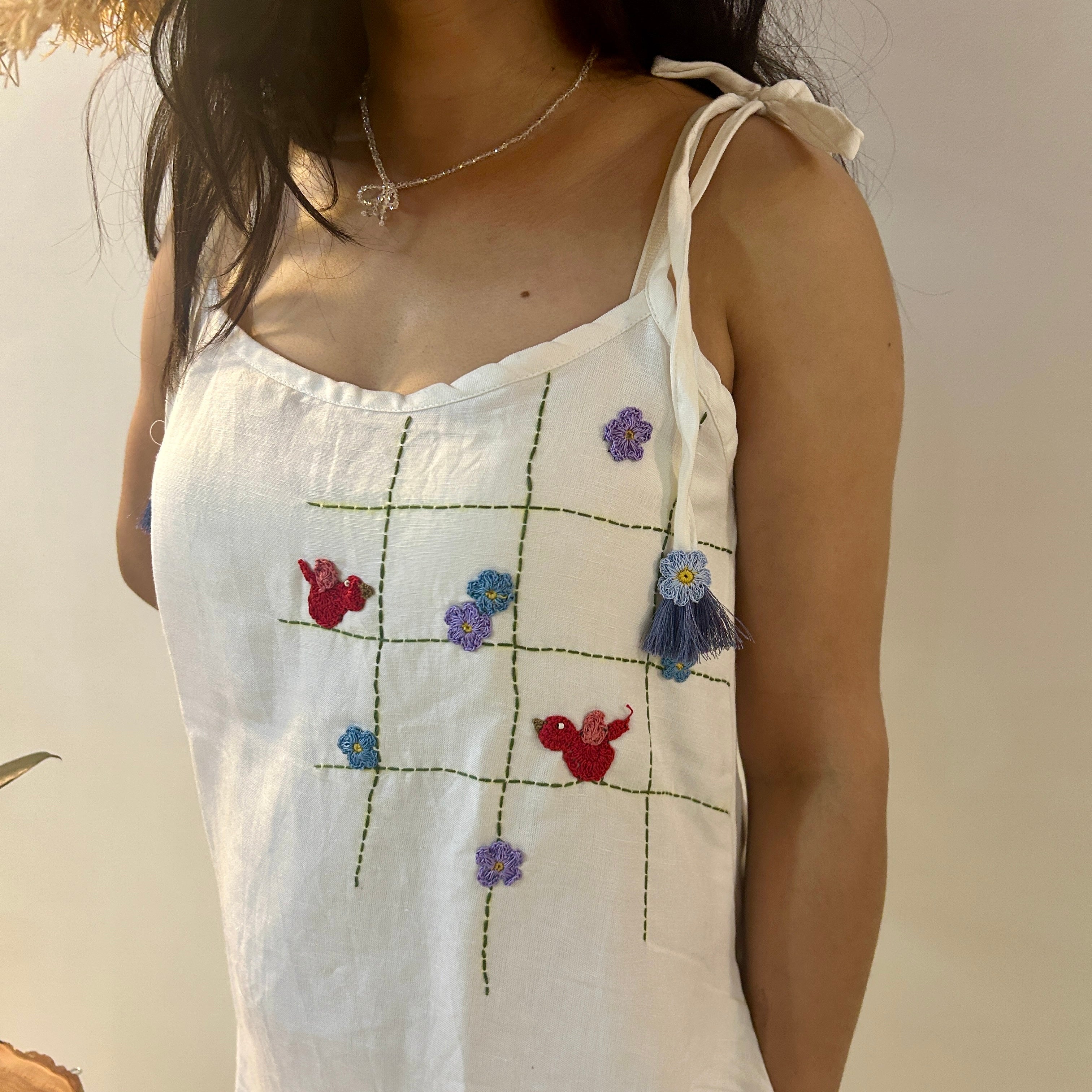 White Flora Linen Dress by Ikriit'm with Linen at Kamakhyaa for sustainable fashion