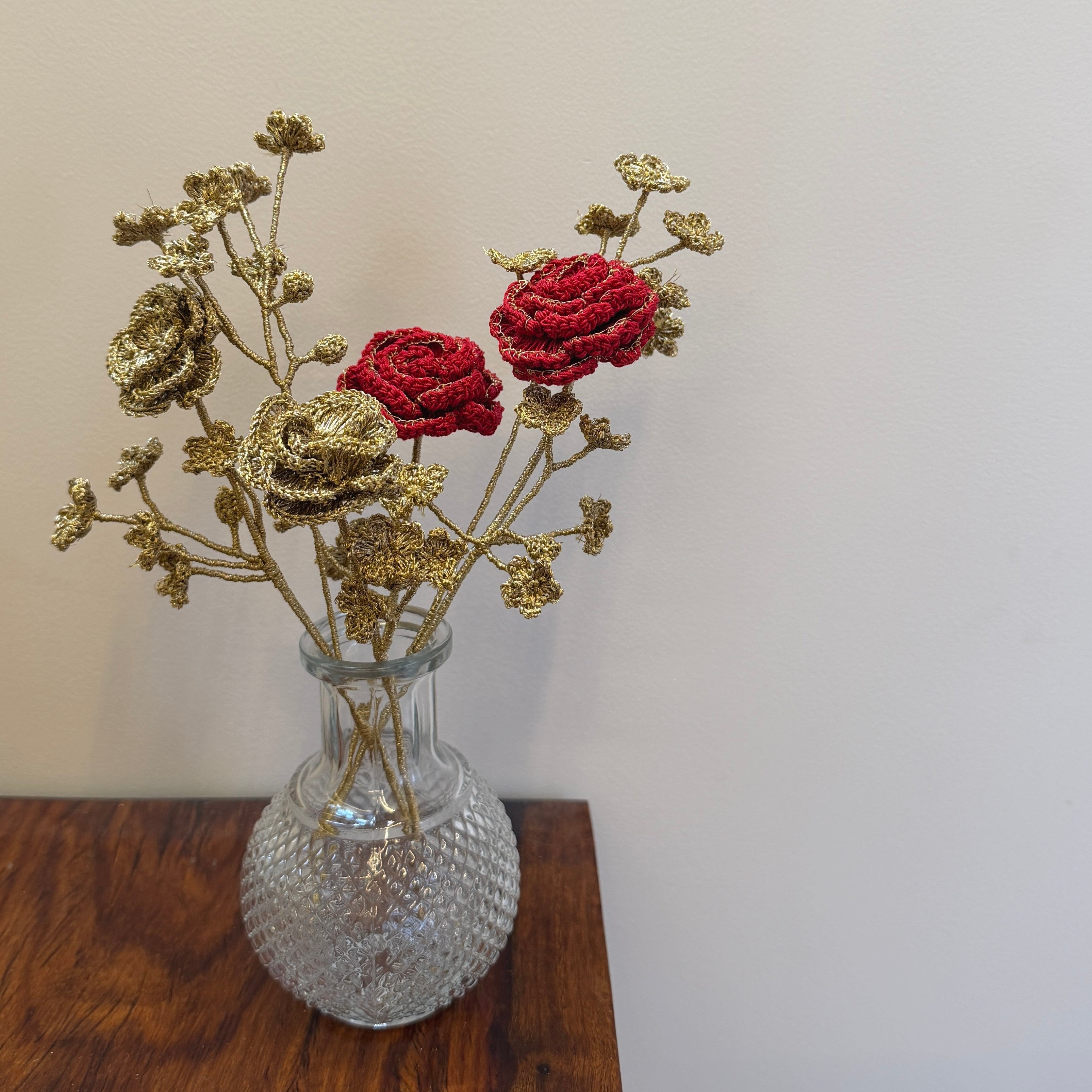 Set of Zari Ruhani and Gul Blooms Set of 2 Bouquet by Ikriit'm with bouquet, Decor at Kamakhyaa for sustainable fashion