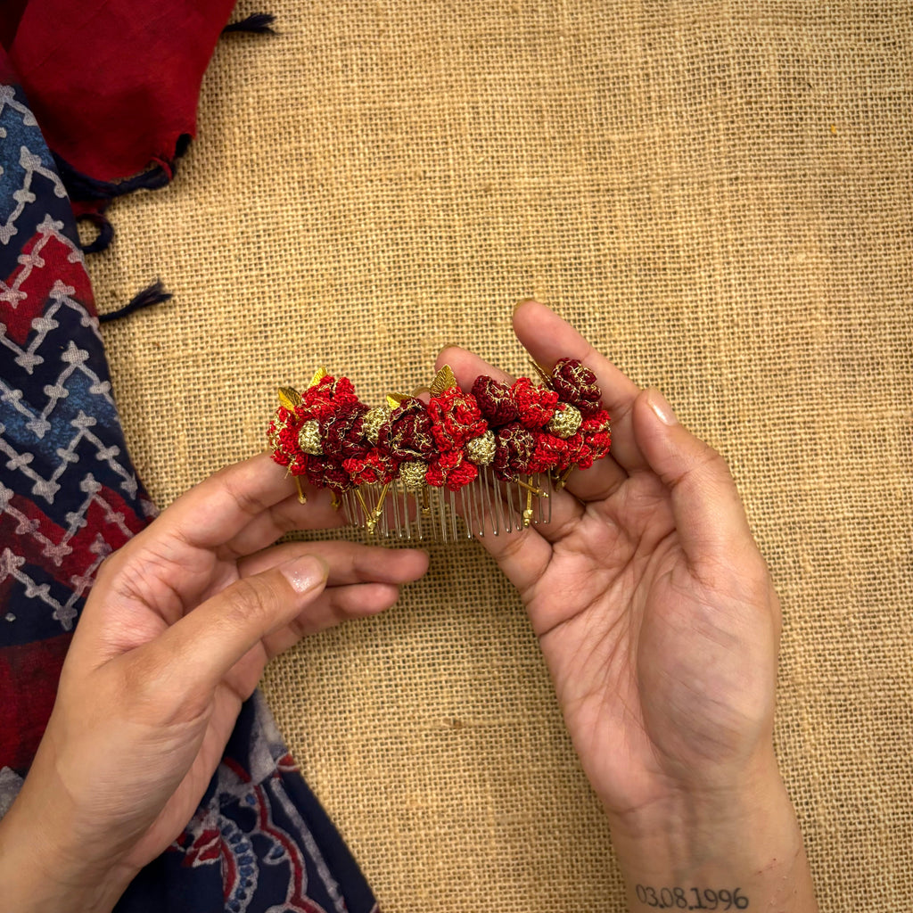 Zari Roses Hair Comb by Ikriit'm with Comb at Kamakhyaa for sustainable fashion