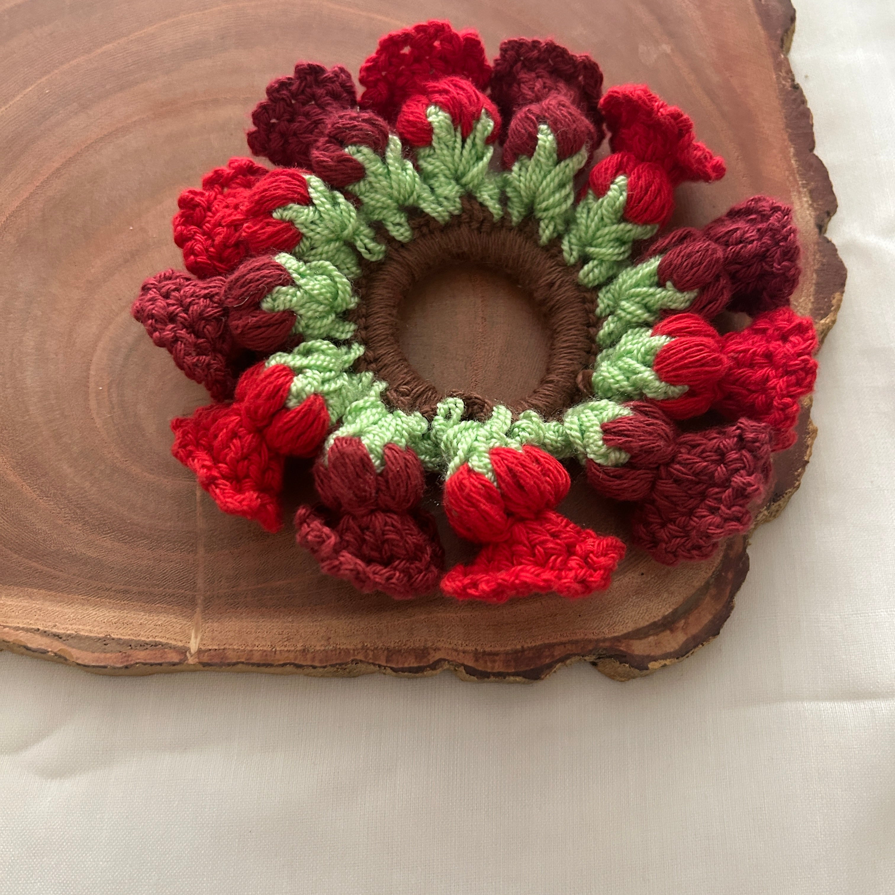 Red and Maroon Tulips Scrunchie by Ikriit'm with at Kamakhyaa for sustainable fashion