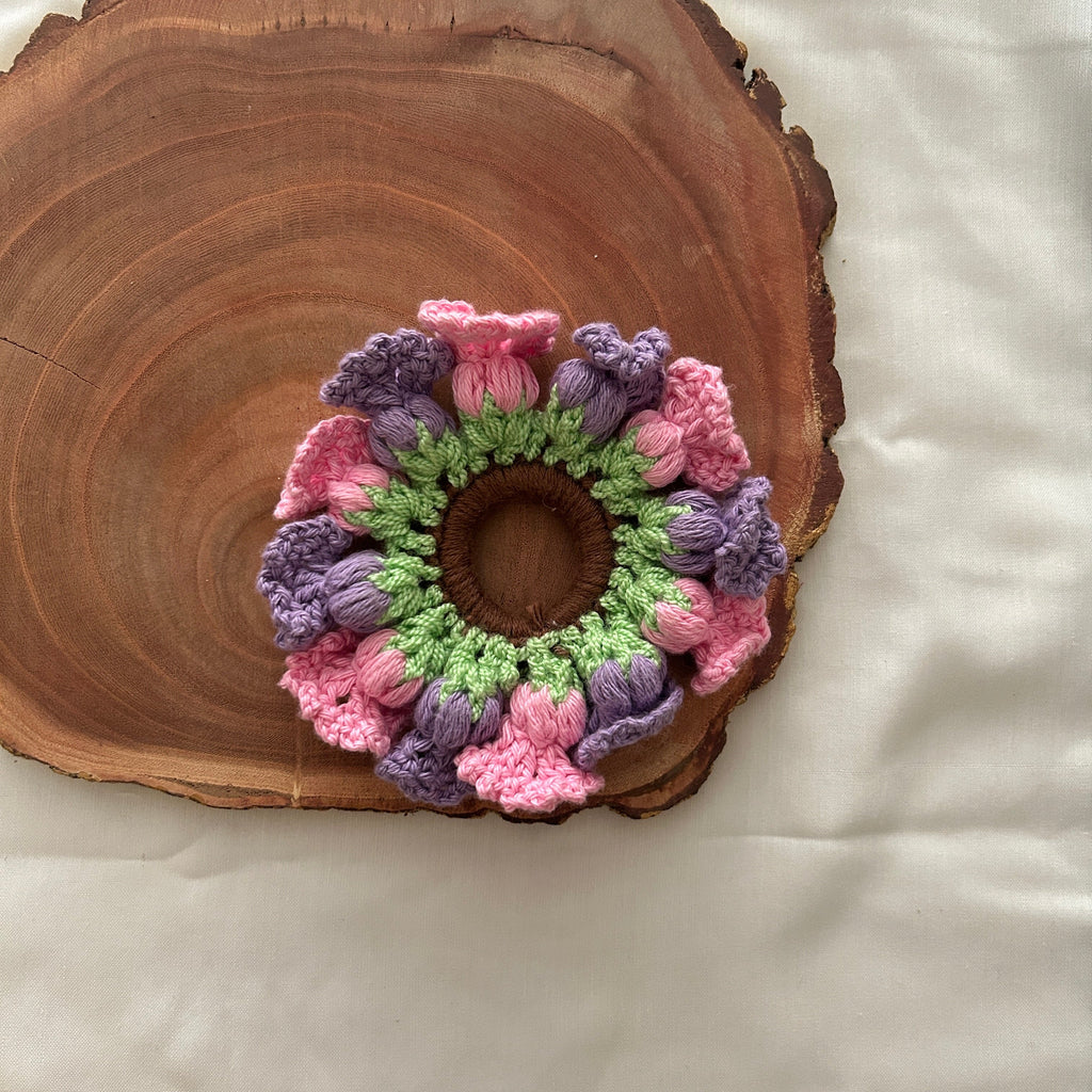 Purple and Pink Tulips Scrunchie by Ikriit'm with at Kamakhyaa for sustainable fashion