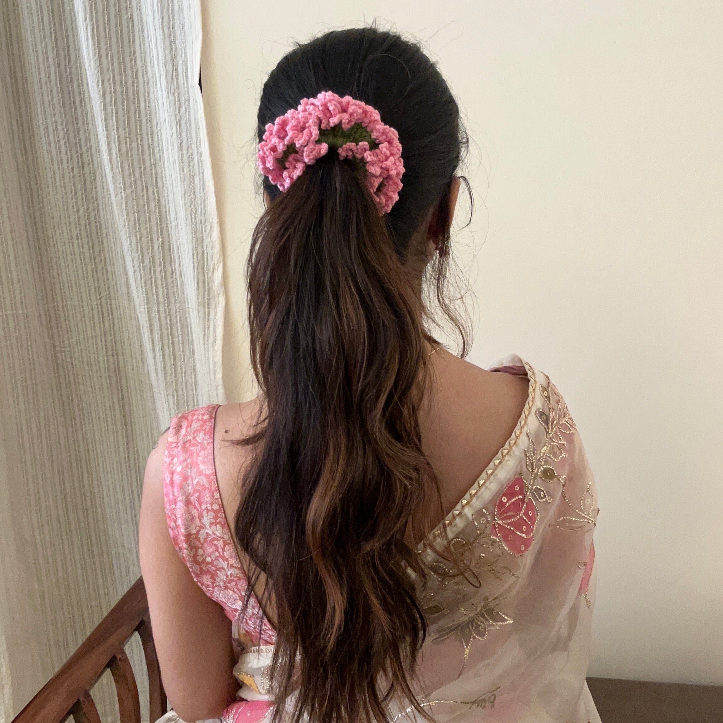 Pink Gajra Scrunchie by Ikriit'm with at Kamakhyaa for sustainable fashion