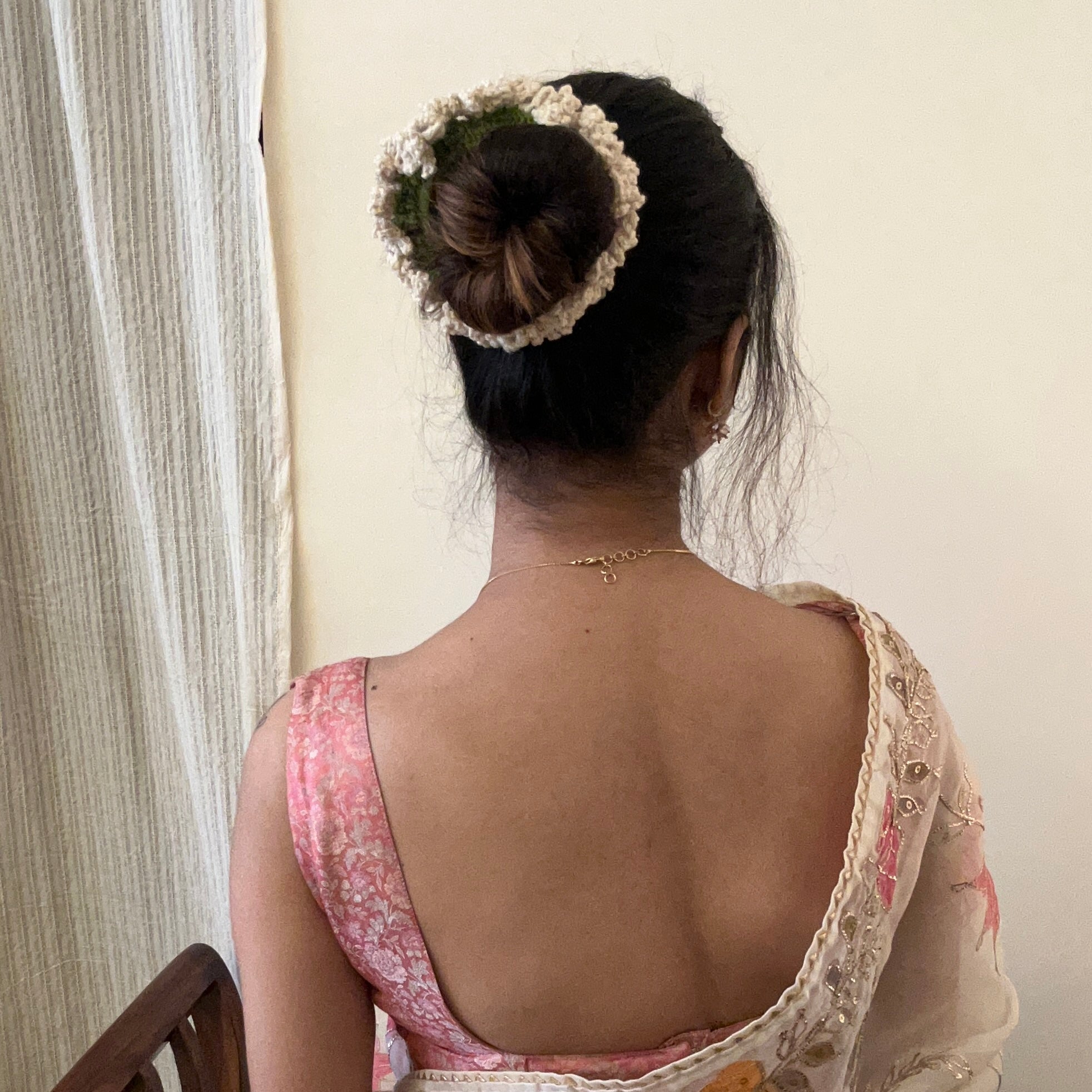 Off-White Gajra Scrunchie by Ikriit'm with at Kamakhyaa for sustainable fashion