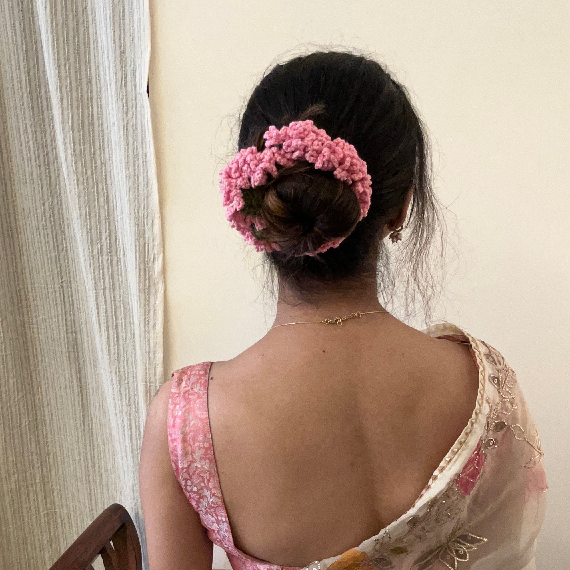 Pink Gajra Scrunchie by Ikriit'm with at Kamakhyaa for sustainable fashion