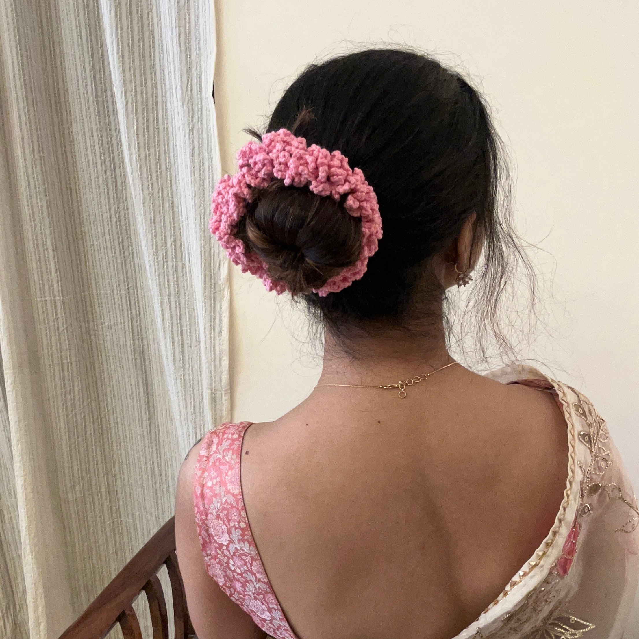 Pink Gajra Scrunchie by Ikriit'm with at Kamakhyaa for sustainable fashion