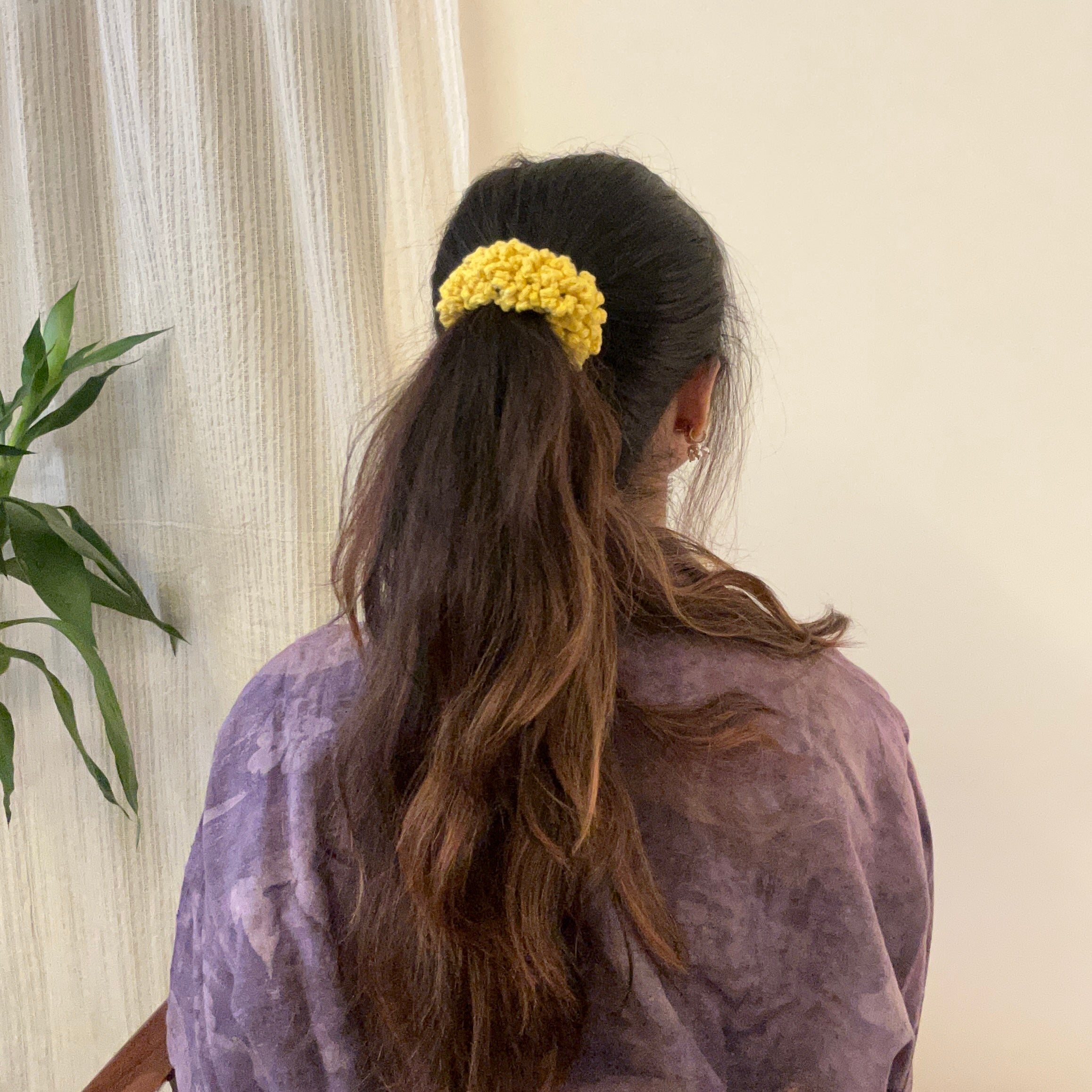 Yellow Gajra Scrunchie by Ikriit'm with at Kamakhyaa for sustainable fashion
