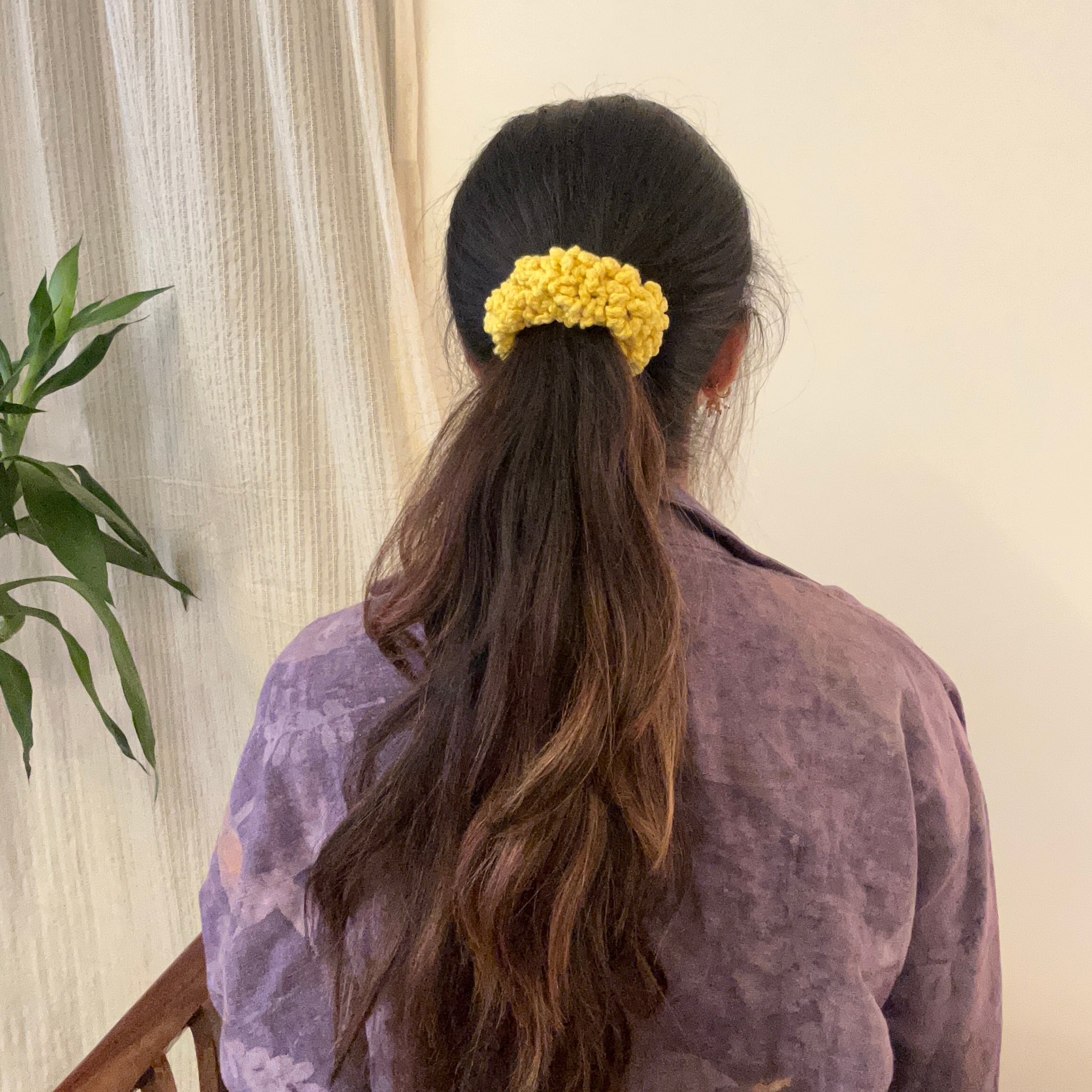 Yellow Gajra Scrunchie by Ikriit'm with at Kamakhyaa for sustainable fashion