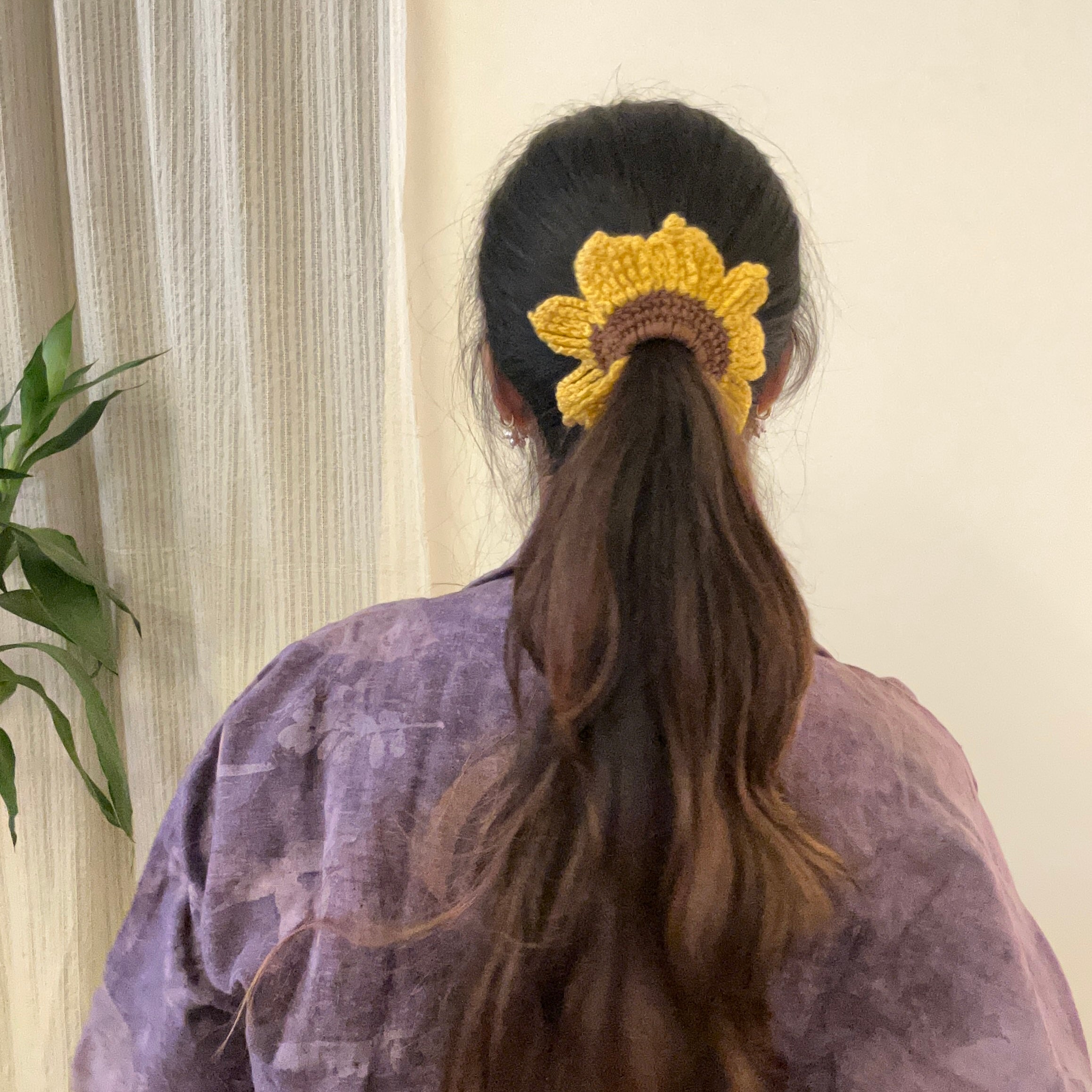 Sunflower Crochet Scrunchie by Ikriit'm with at Kamakhyaa for sustainable fashion