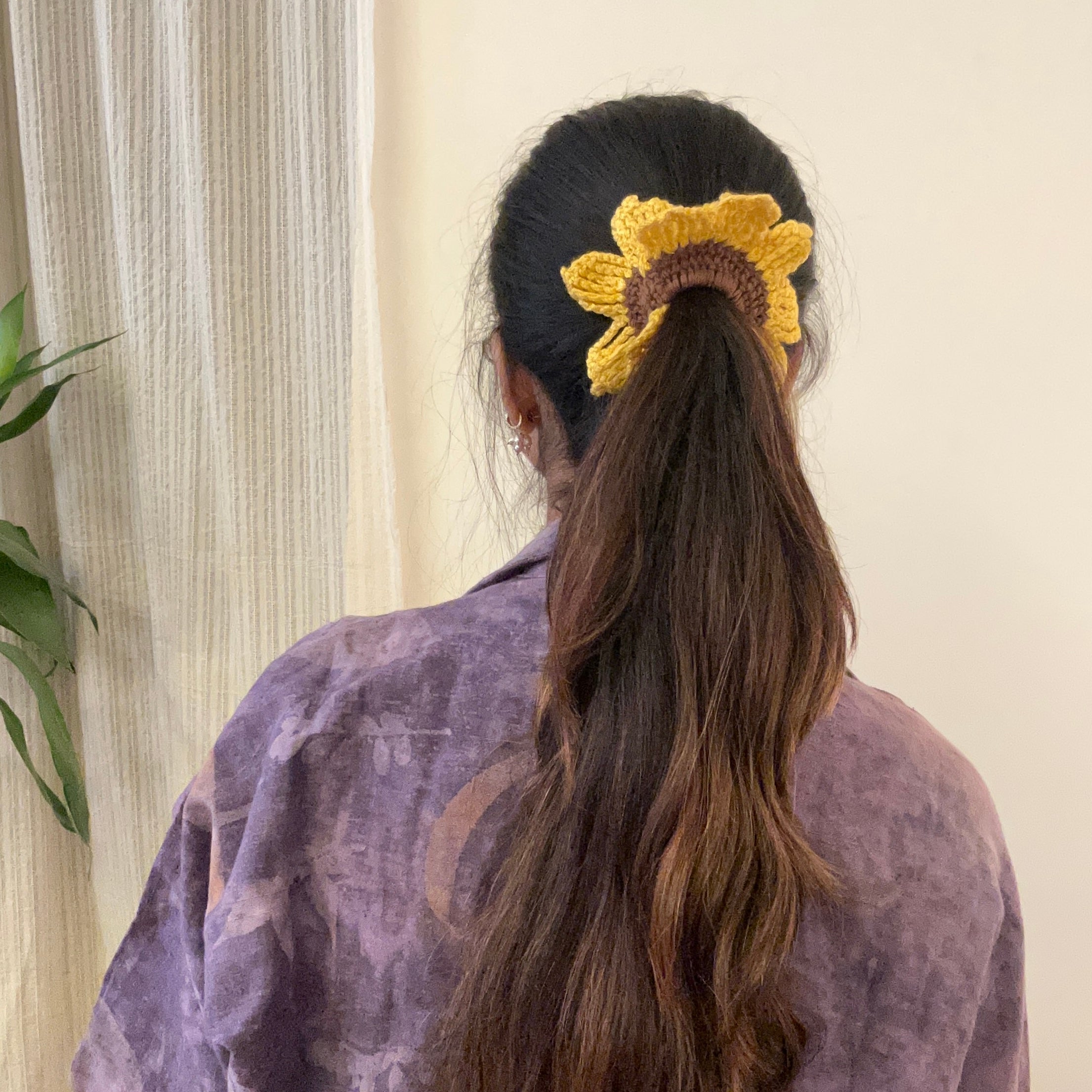 Sunflower Crochet Scrunchie by Ikriit'm with at Kamakhyaa for sustainable fashion