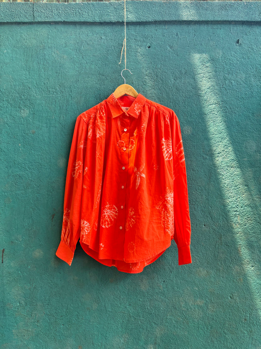 Ocean Breeze Blouse by Anushé Pirani with Beach Wear, Cotton, Dresses, Lime, Moana by Anushe Pirani, Recycled Cotton, Relaxed Fit, Resort Wear, Shibori Dyes, Vacation Wear, Womenswear at in.kamakhyaa.com for sustainable fashion