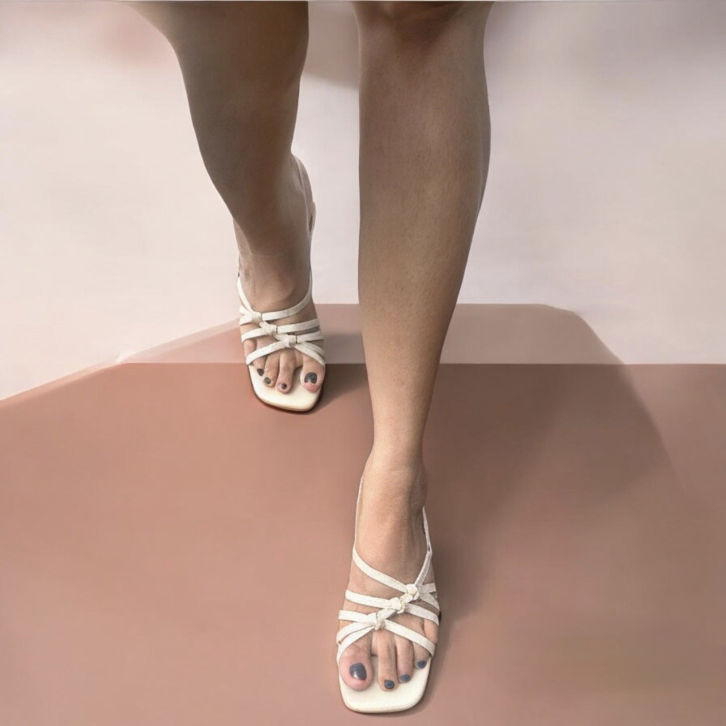 Cream Knot Heels by Ek Agga with heels, stylish at Kamakhyaa for sustainable fashion