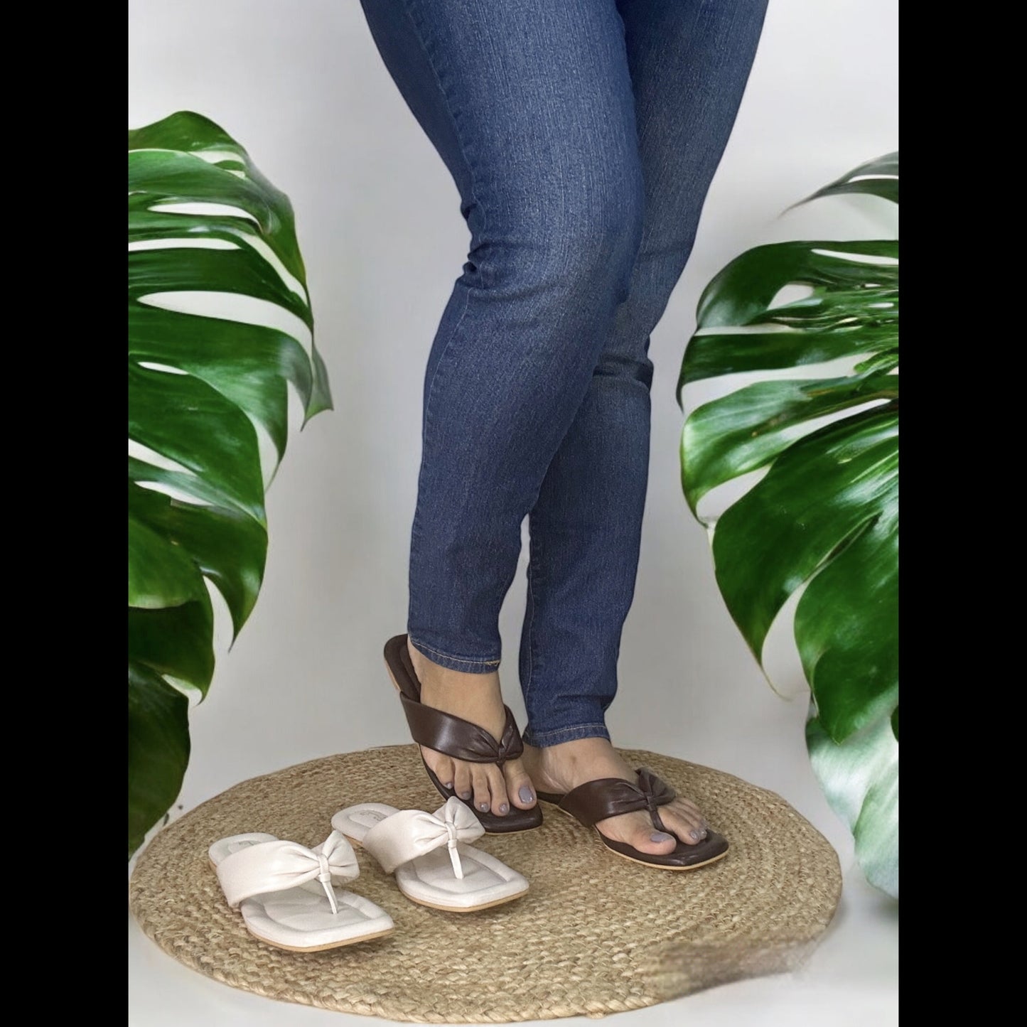 Cream Thong Flat by Ek Agga with Flats, stylish at Kamakhyaa for sustainable fashion