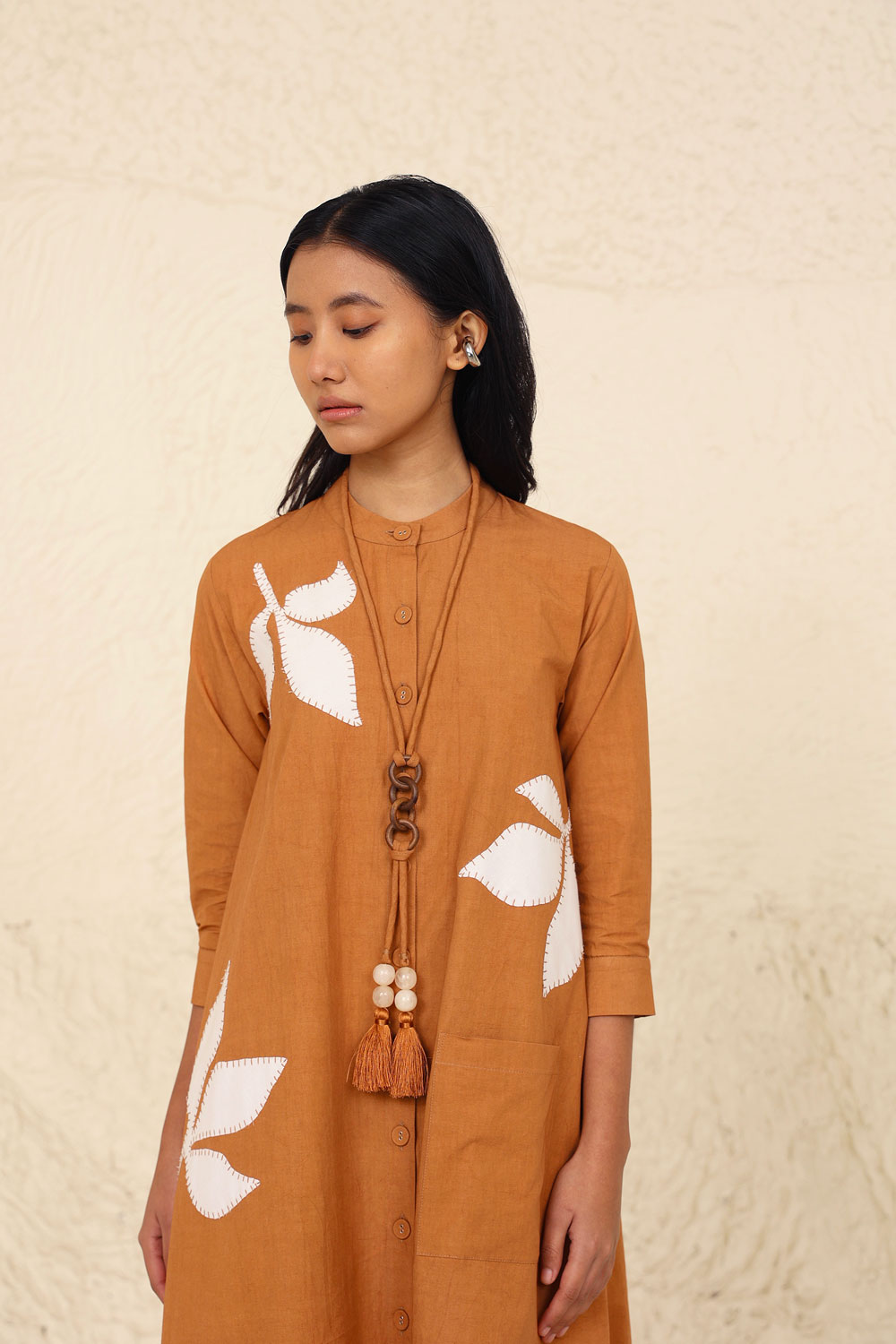 Orange Solid Midi Dress by Kanelle with Cotton Poplin, Evening Wear, Floral, Made from Natural Materials, Midi Dresses, One by One by Kanelle, Orange, Regular Fit at Kamakhyaa for sustainable fashion