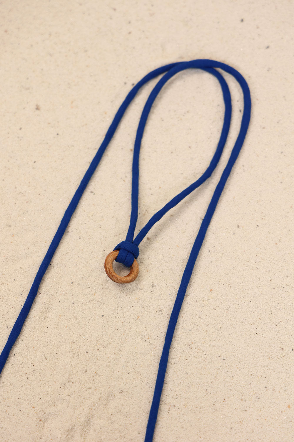Blue Solid Twisted Thread Neckpiece by Kanelle with Blue, Cotton Poplin, Evening Wear, Made from Natural Materials, Neckpieces, One by One by Kanelle, One size, Wooden Ring at Kamakhyaa for sustainable fashion